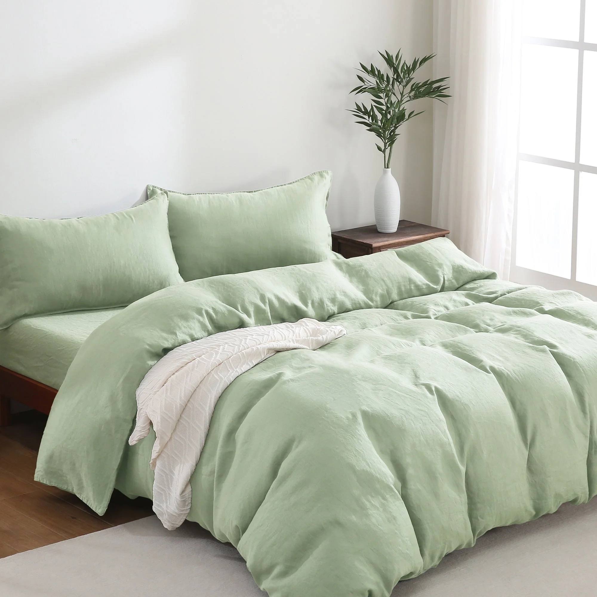 100% Linen Bedding Set (1 Duvet Cover 1 Fitted Sheet 2 Pillowcases) - Image 10