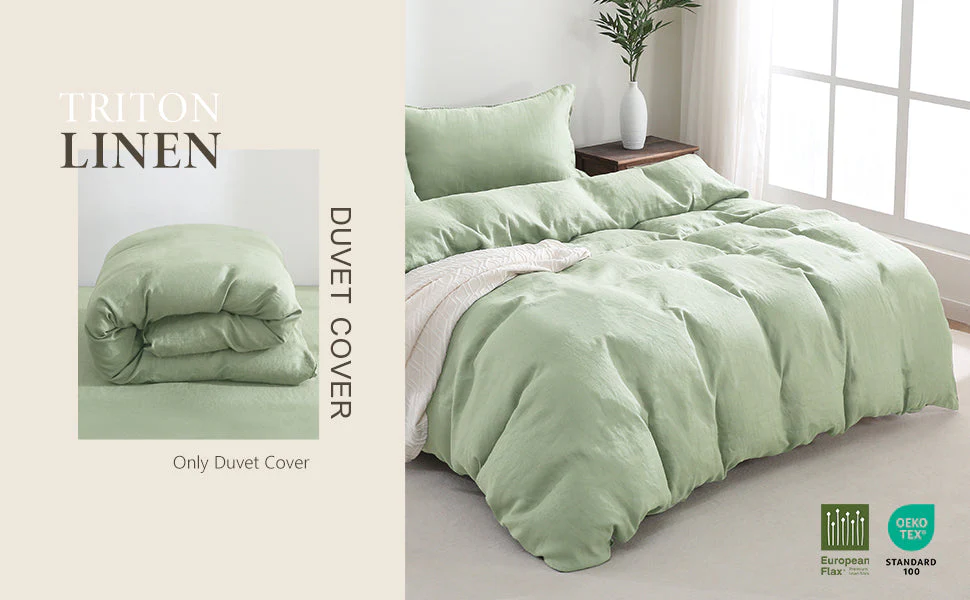 100% Linen Duvet Cover - Sage Duvet Cover Only - Image 4