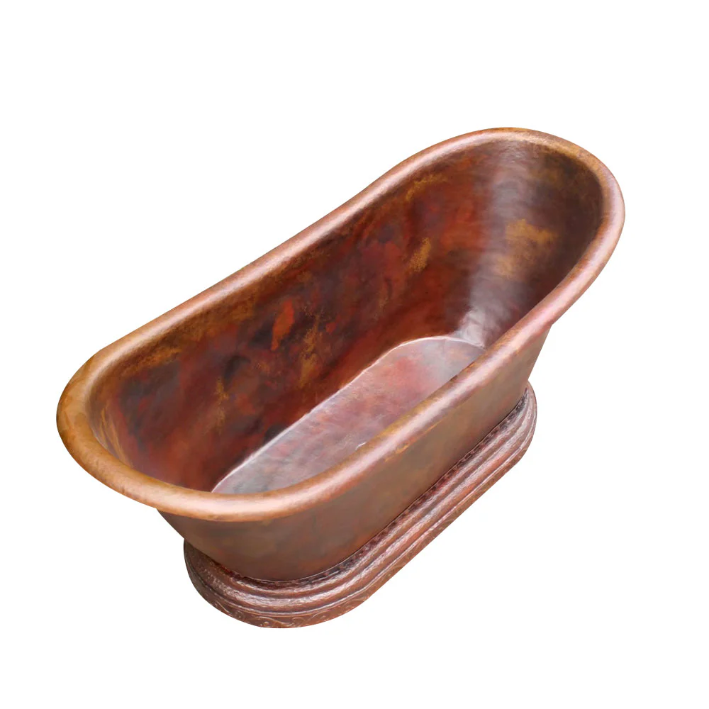 Akicon Copper Double-Slipper Roll-Top Bathtub w/Pedestal - AKB30002-C - Image 4