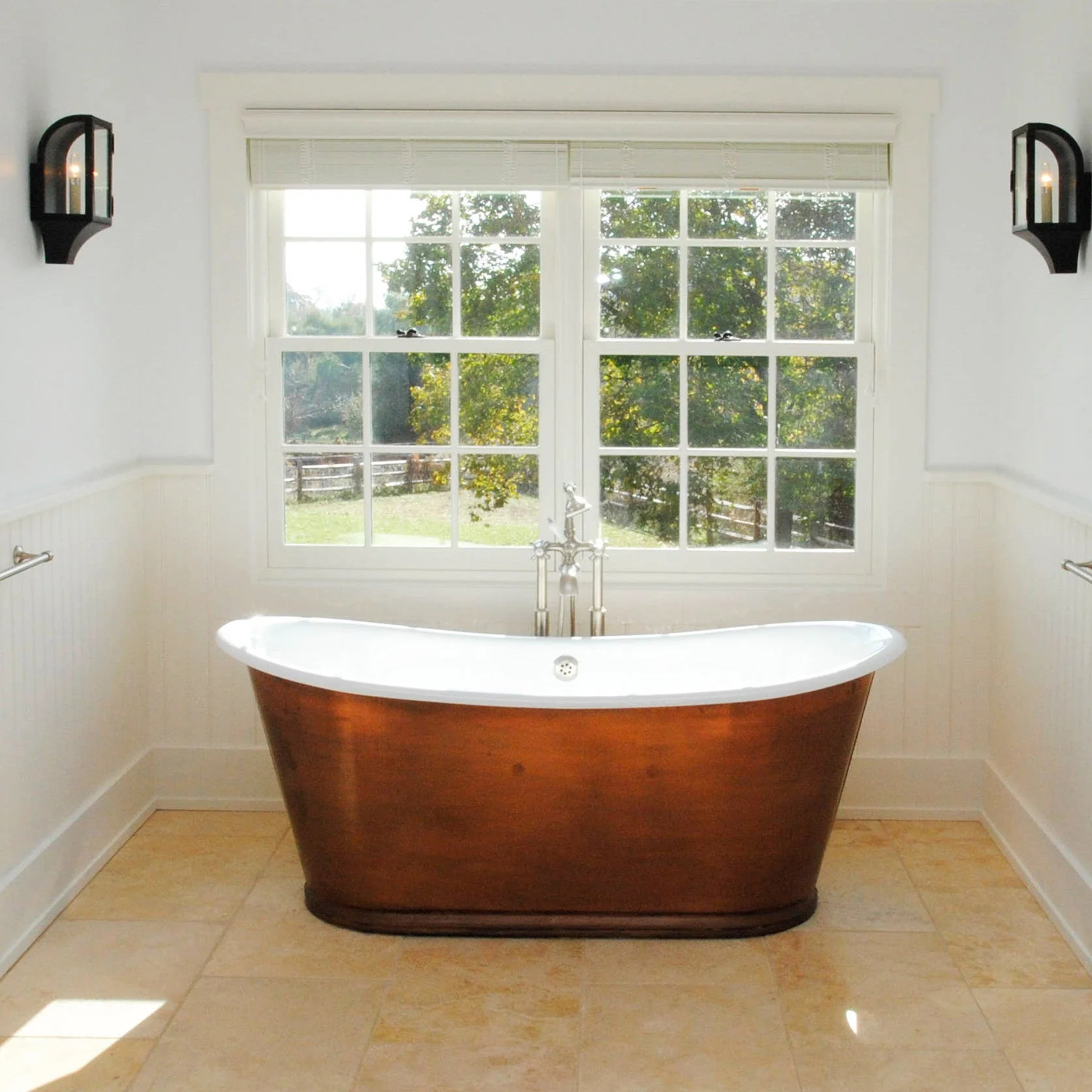 Akicon Copper Double-Slipper Roll-Top Bathtub w/Pedestal AKB70006-C - Image 4