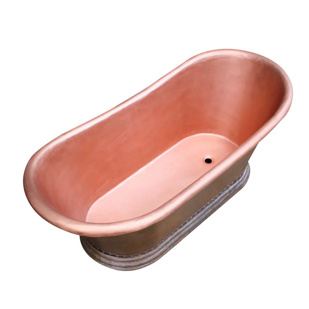 Akicon Copper Double-Slipper Roll-Top Bathtub w/Pedestal AKB70008-C - Image 3