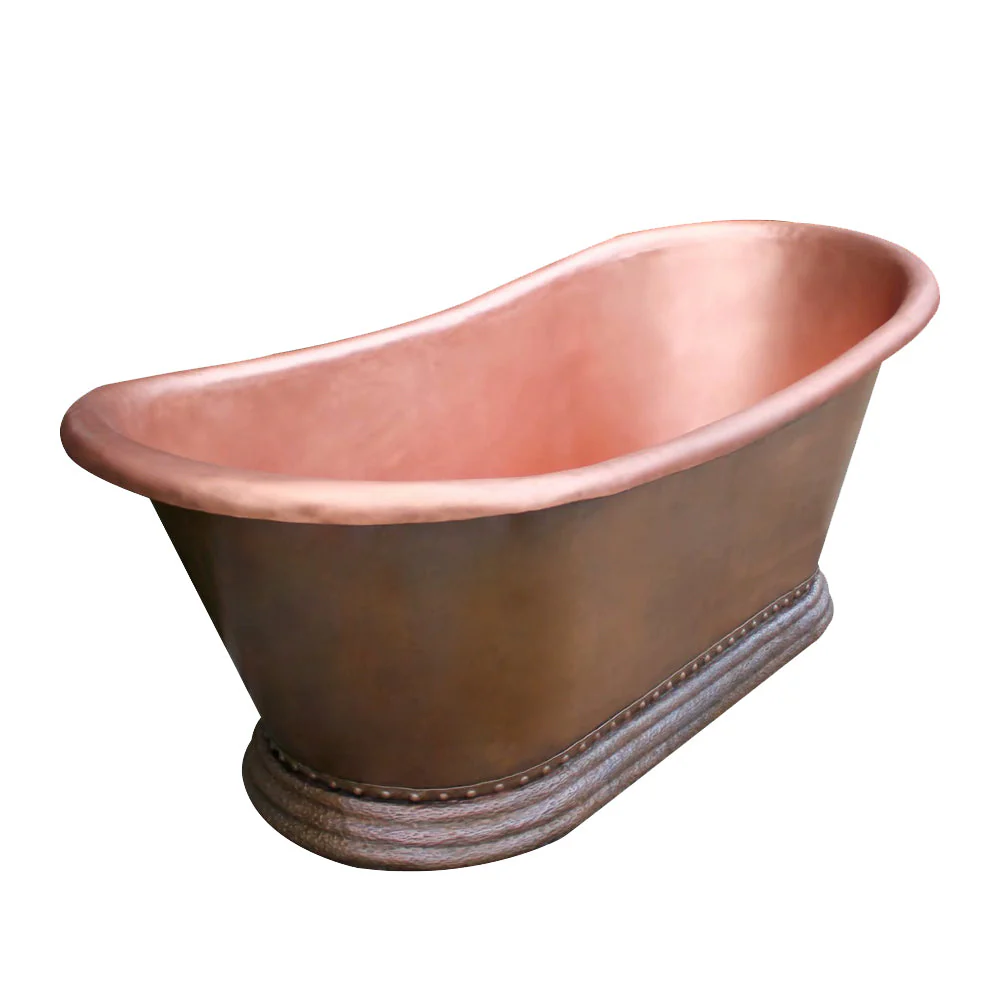 Akicon Copper Double-Slipper Roll-Top Bathtub w/Pedestal AKB70008-C - Image 5