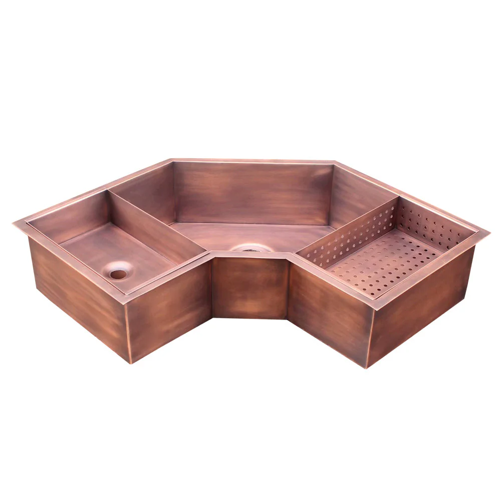 Akicon Custom Copper Corner Kitchen Sink - AKS701-C - Image 3