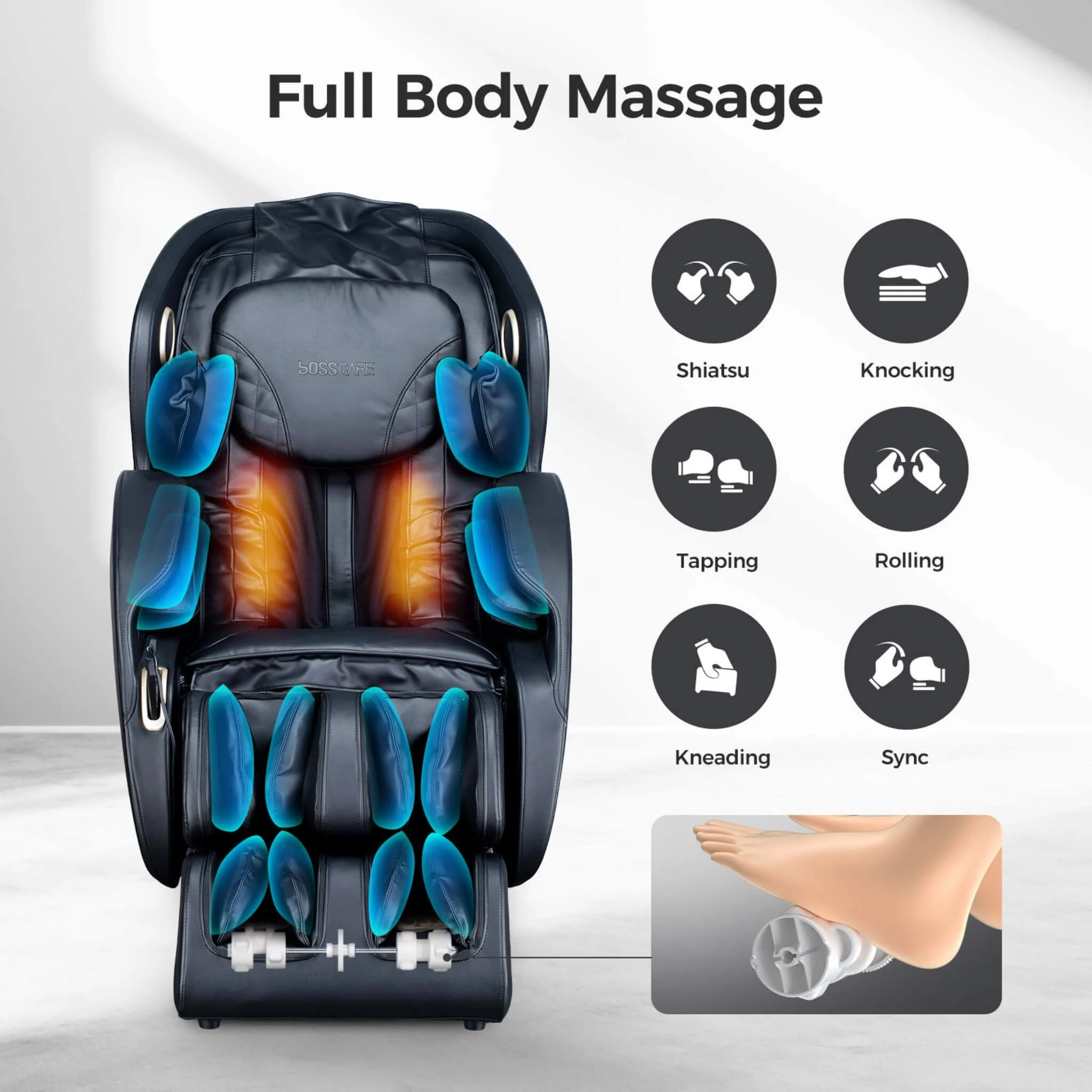 Bosscare Full Body 3D Zero Gravity Shiatsu Recliner Massage Chair With App (SAK32840) - Image 4