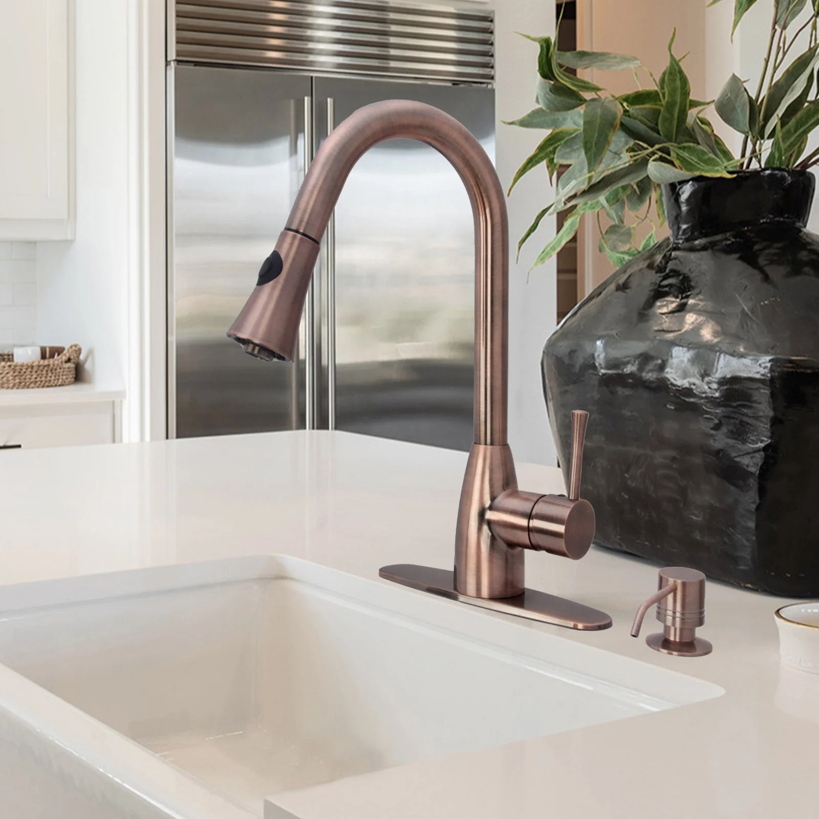 Built in Copper Soap Dispenser Refill from Top with 17 OZ Bottle - AK81002C - Image 3