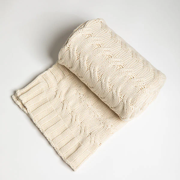 Chunky Cable Organic Cotton Throw Blanket - Image 5