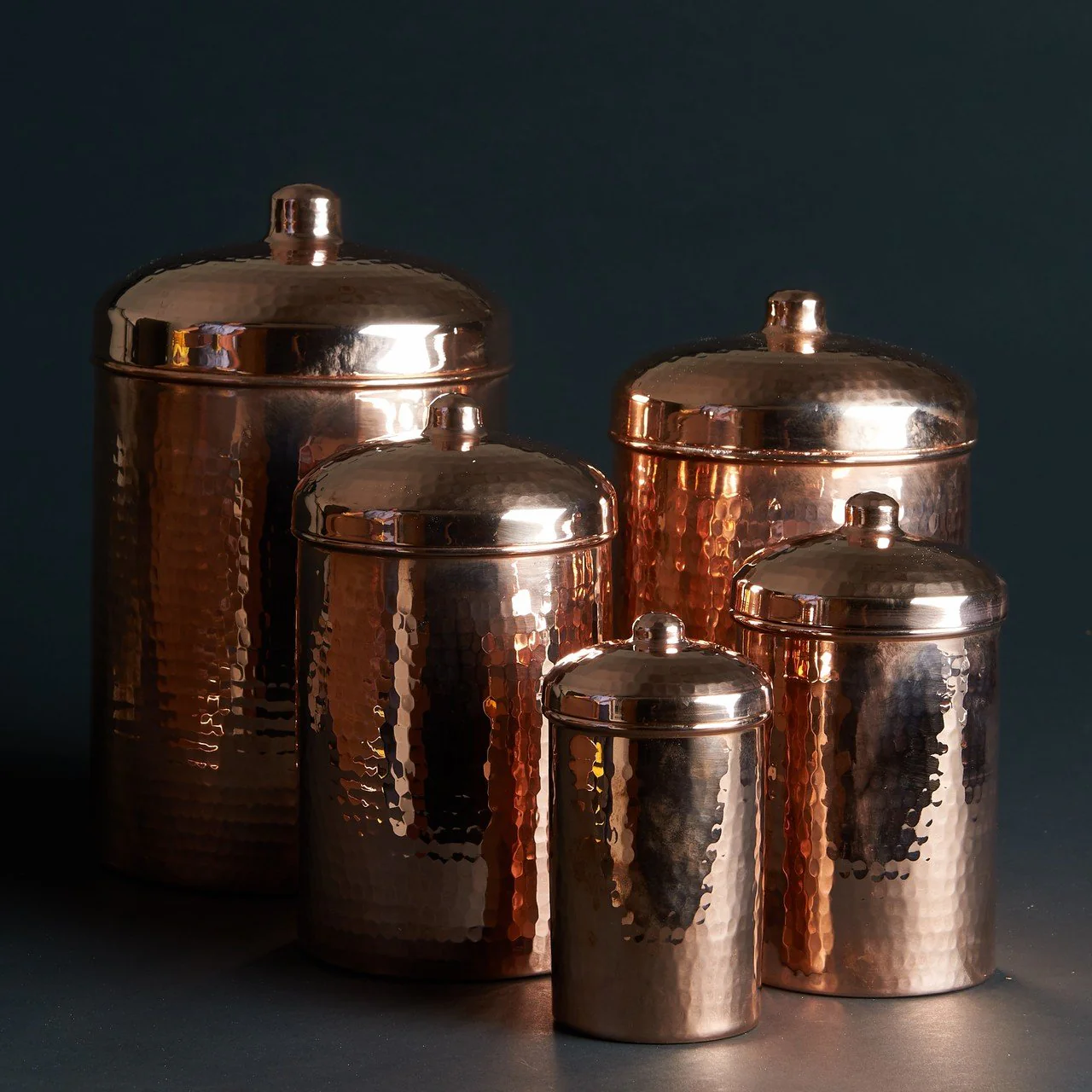 Copper Kitchen Canisters - Complete 5 piece Set - Image 4