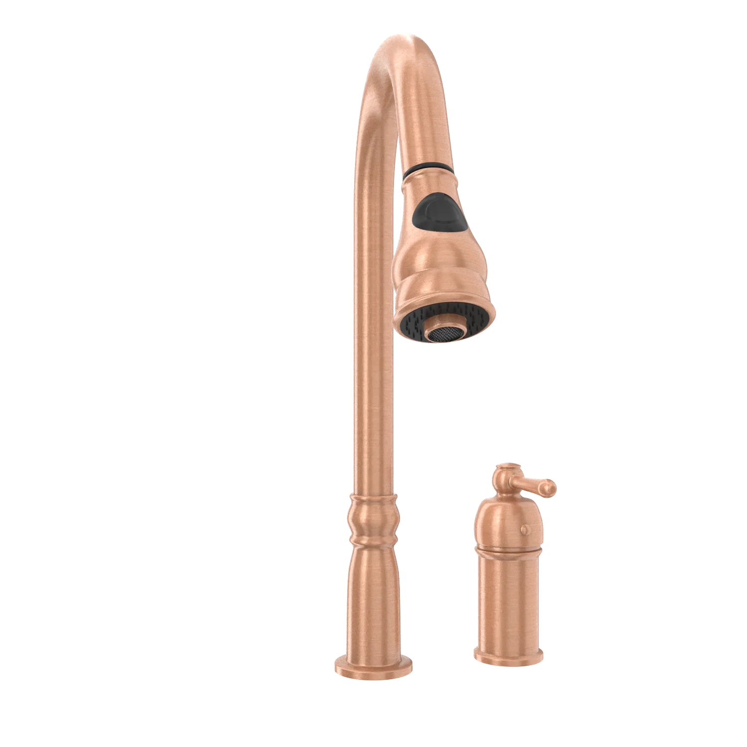 Copper Kitchen Faucet with in-Deck Handle and Soap Dispenser, Single Handle Solid Brass High Arc Pull Down Sprayer Head Kitchen Sink Faucet - Image 15