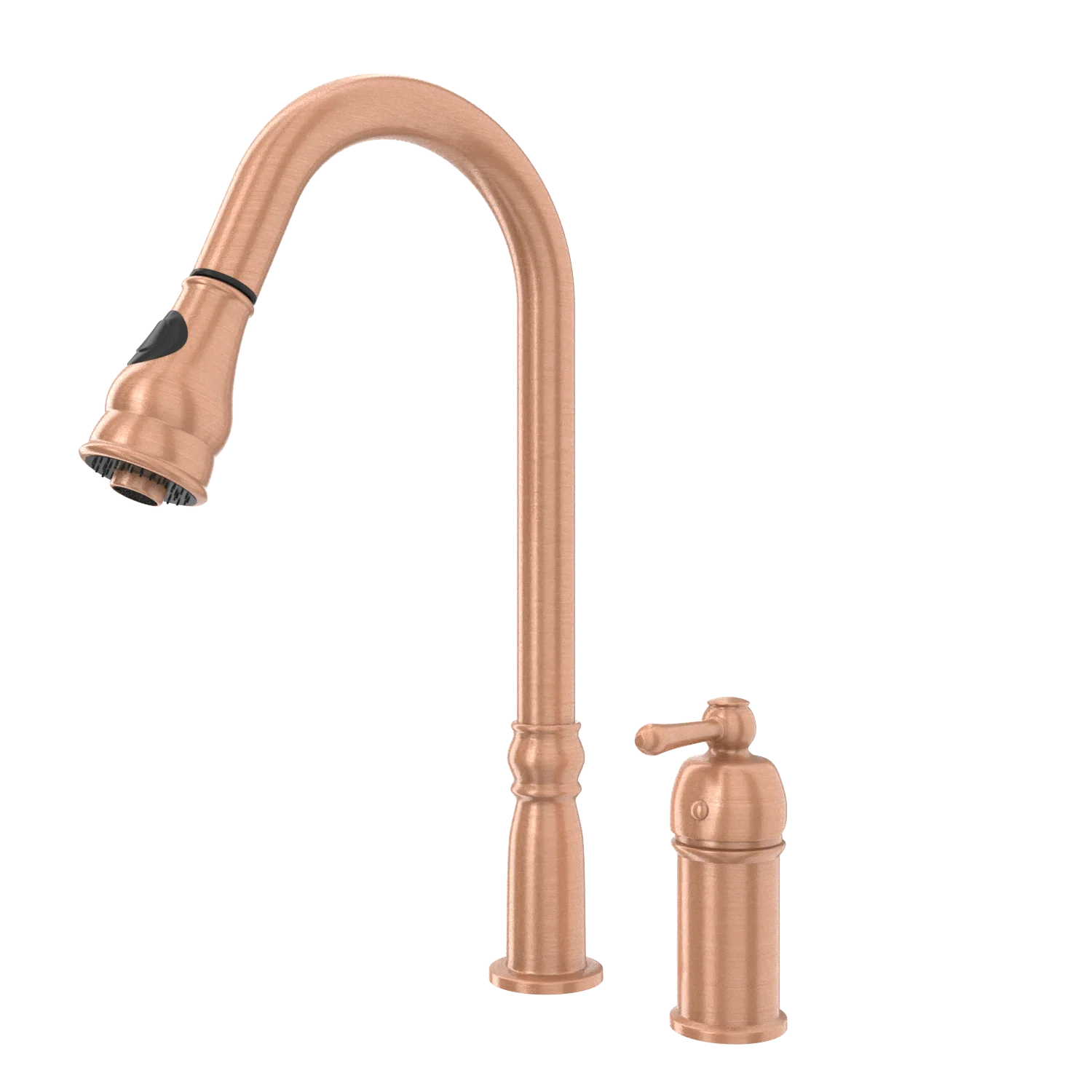 Copper Kitchen Faucet with in-Deck Handle and Soap Dispenser, Single Handle Solid Brass High Arc Pull Down Sprayer Head Kitchen Sink Faucet - Image 45