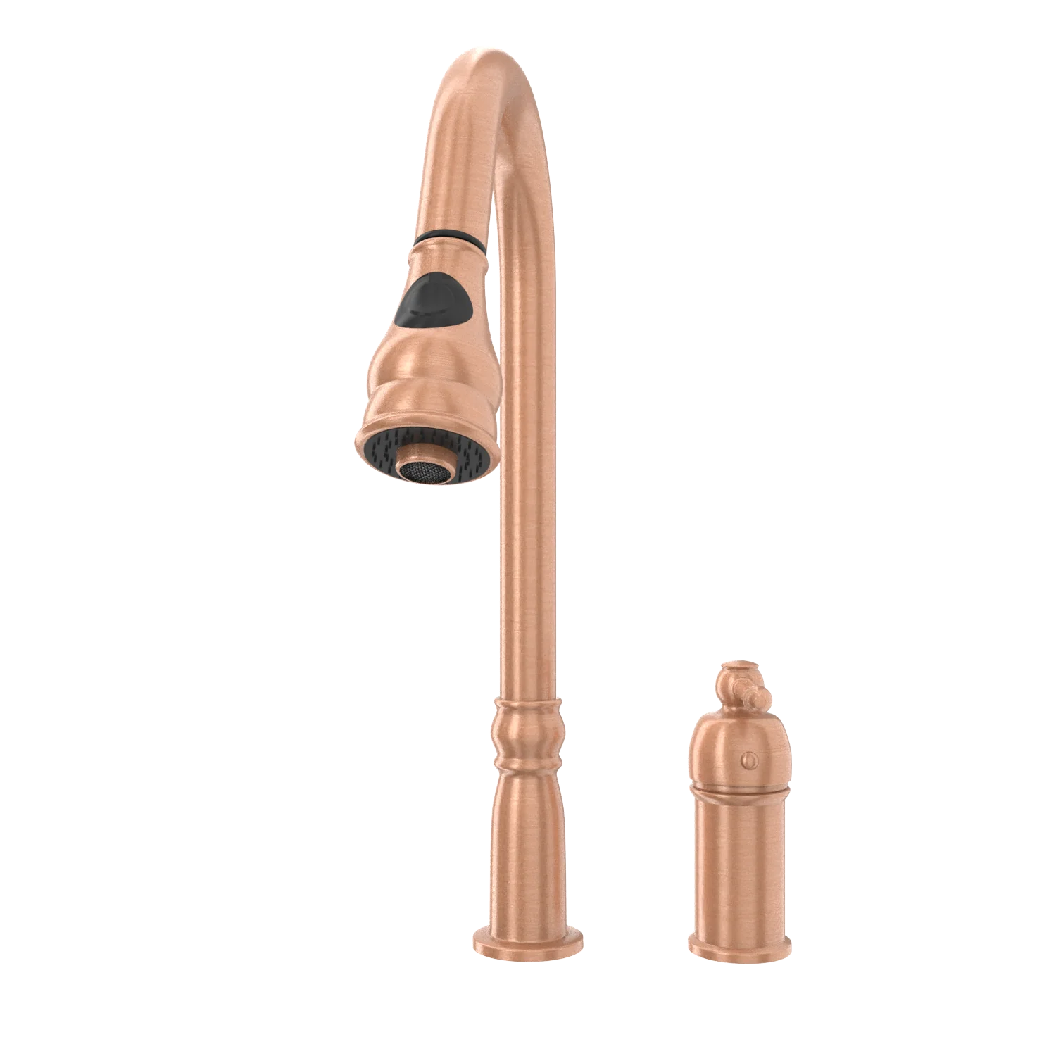 Copper Kitchen Faucet with in-Deck Handle and Soap Dispenser, Single Handle Solid Brass High Arc Pull Down Sprayer Head Kitchen Sink Faucet - Image 49