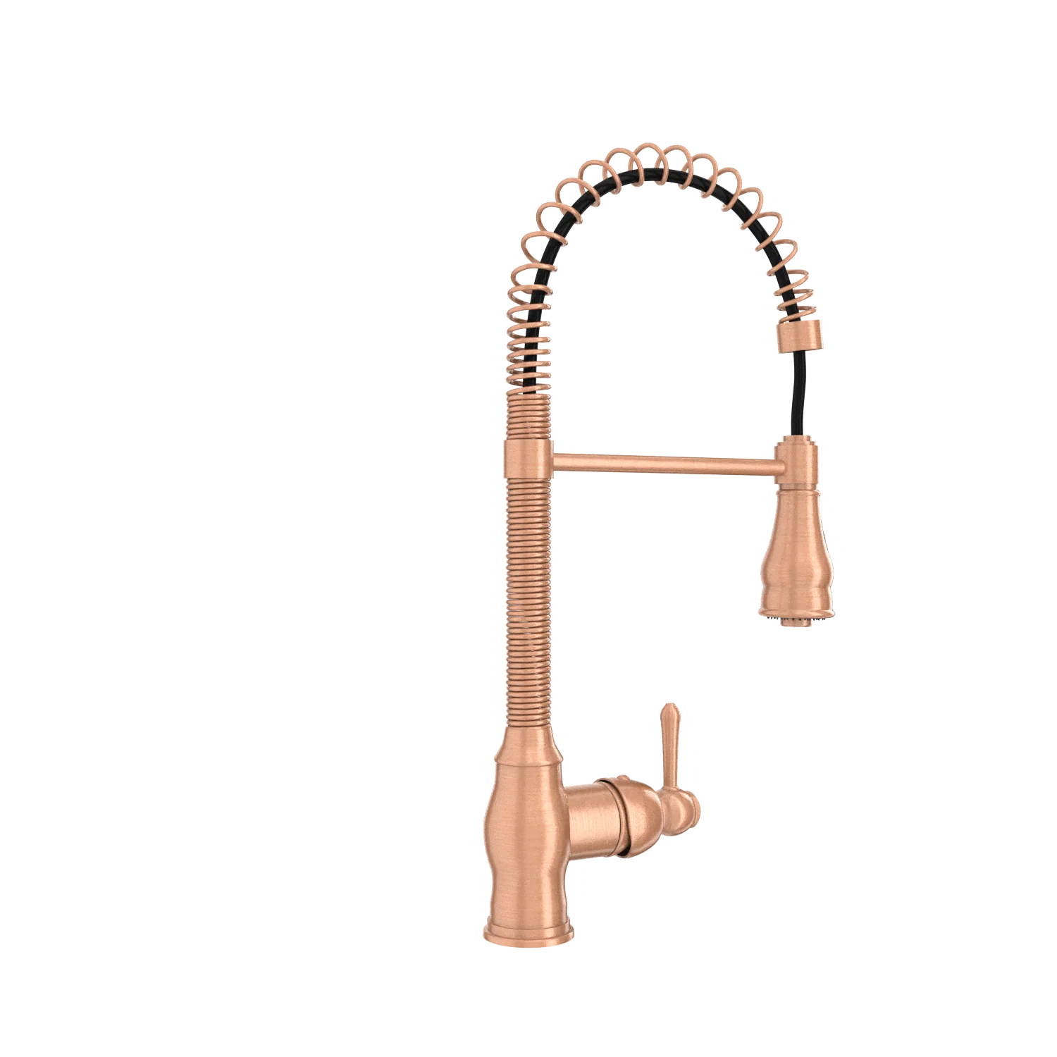 Copper Kitchen Faucet with Soap Dispenser, Single Handle Solid Brass High Arc Pull Down Sprayer Head Kitchen Sink Faucets with Deck Plate - Image 36