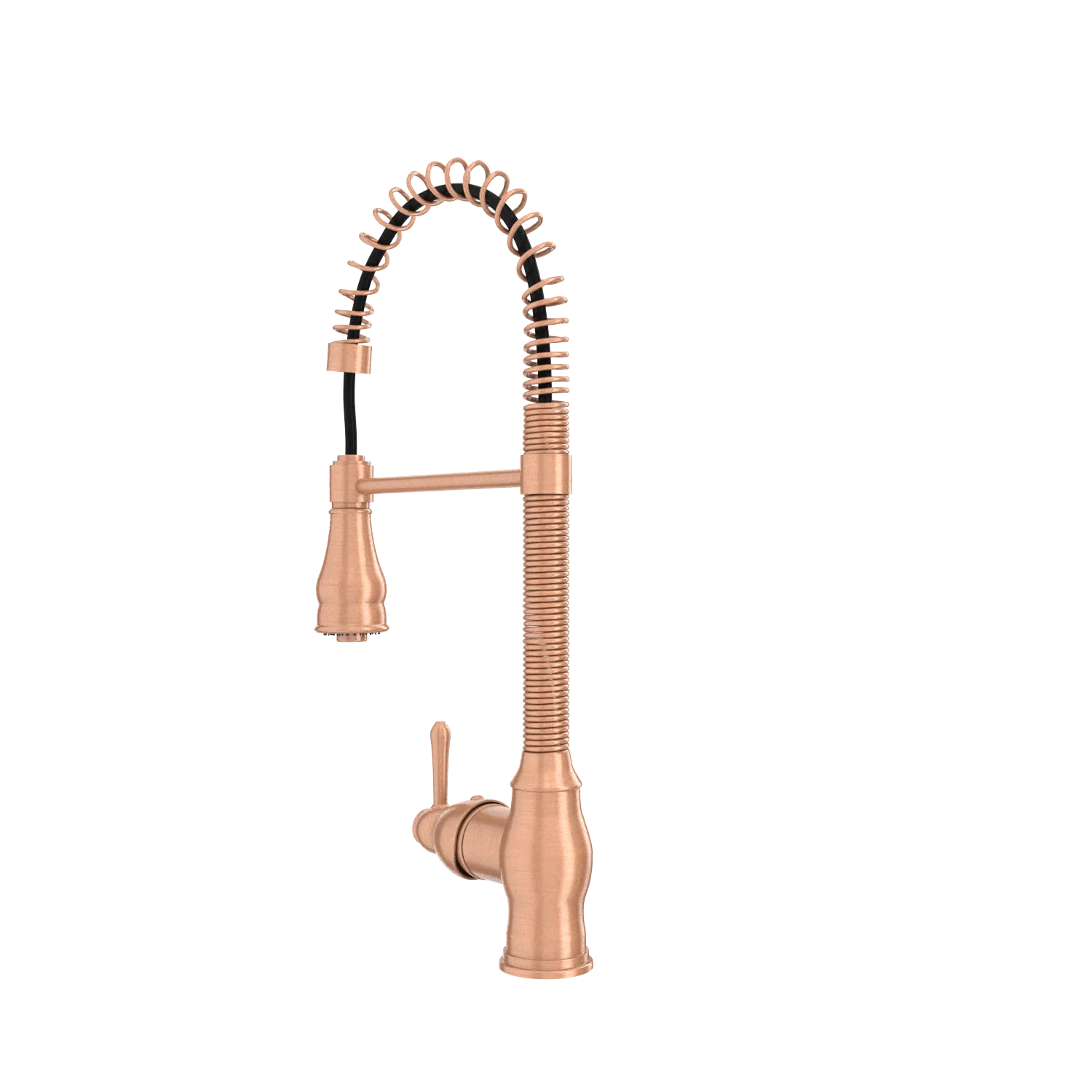 Copper Kitchen Faucet with Soap Dispenser, Single Handle Solid Brass High Arc Pull Down Sprayer Head Kitchen Sink Faucets with Deck Plate - Image 46