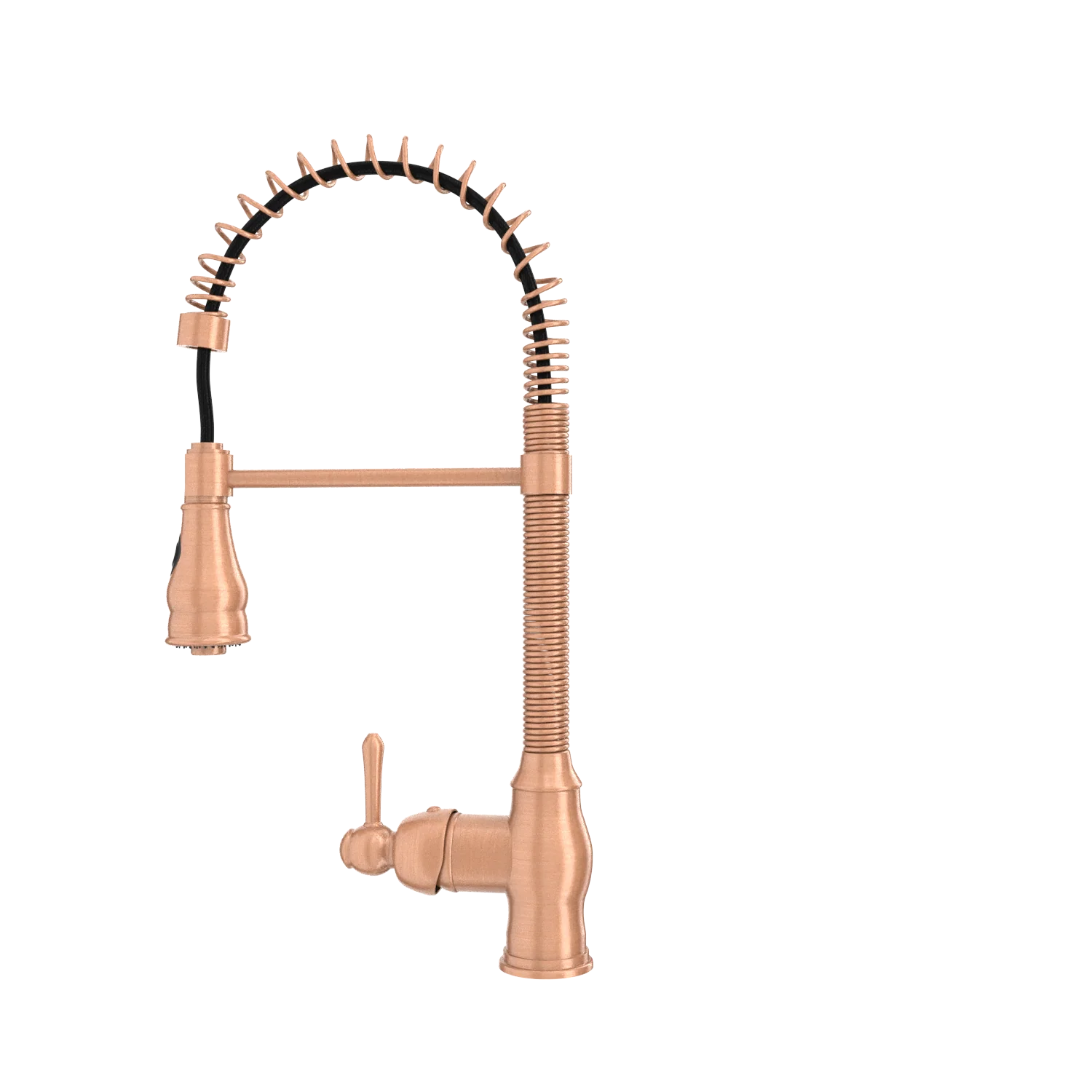 Copper Kitchen Faucet with Soap Dispenser, Single Handle Solid Brass High Arc Pull Down Sprayer Head Kitchen Sink Faucets with Deck Plate - Image 50