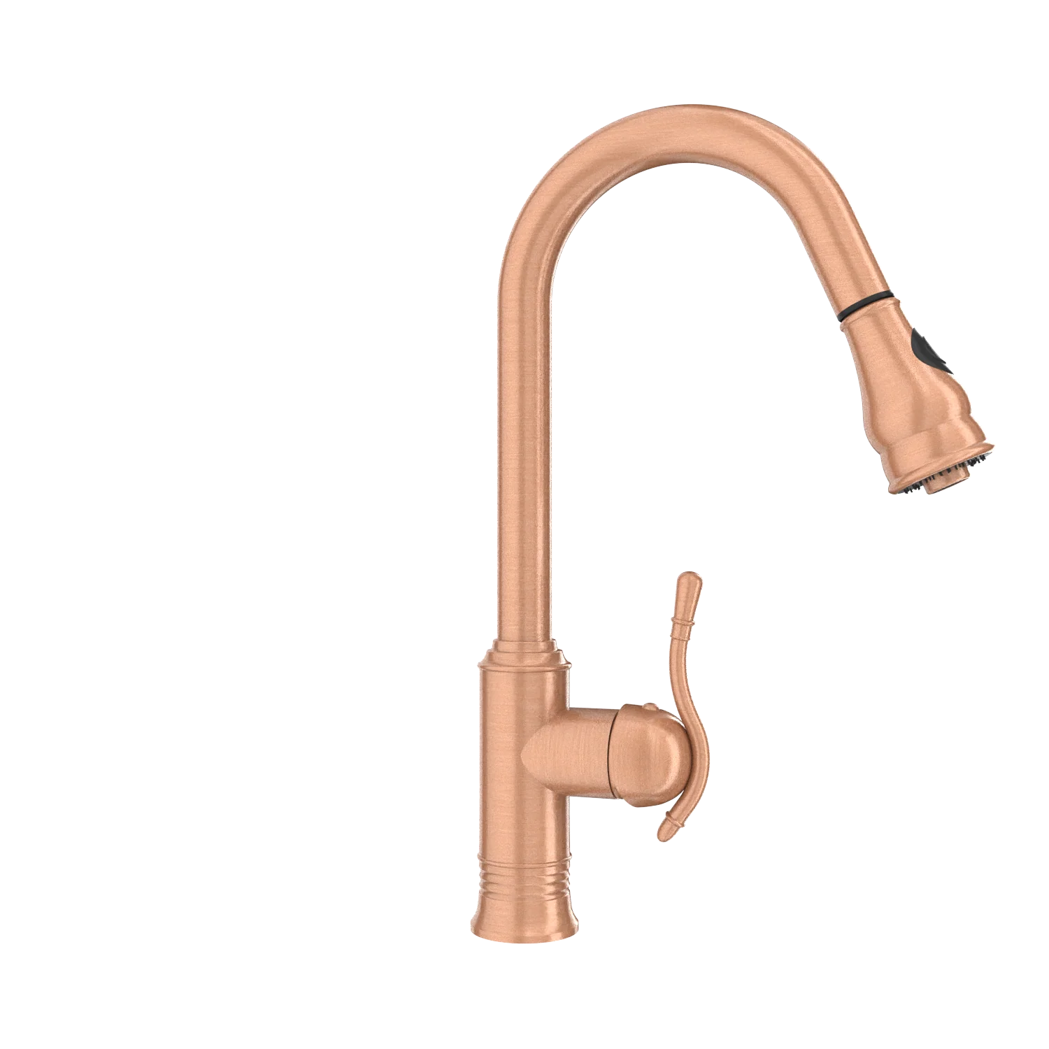Copper Kitchen Faucet with Soap Dispenser, Single Handle Solid Brass High Arc Pull Down Sprayer Head Kitchen Sink Faucets with Deck Plate - Image 30