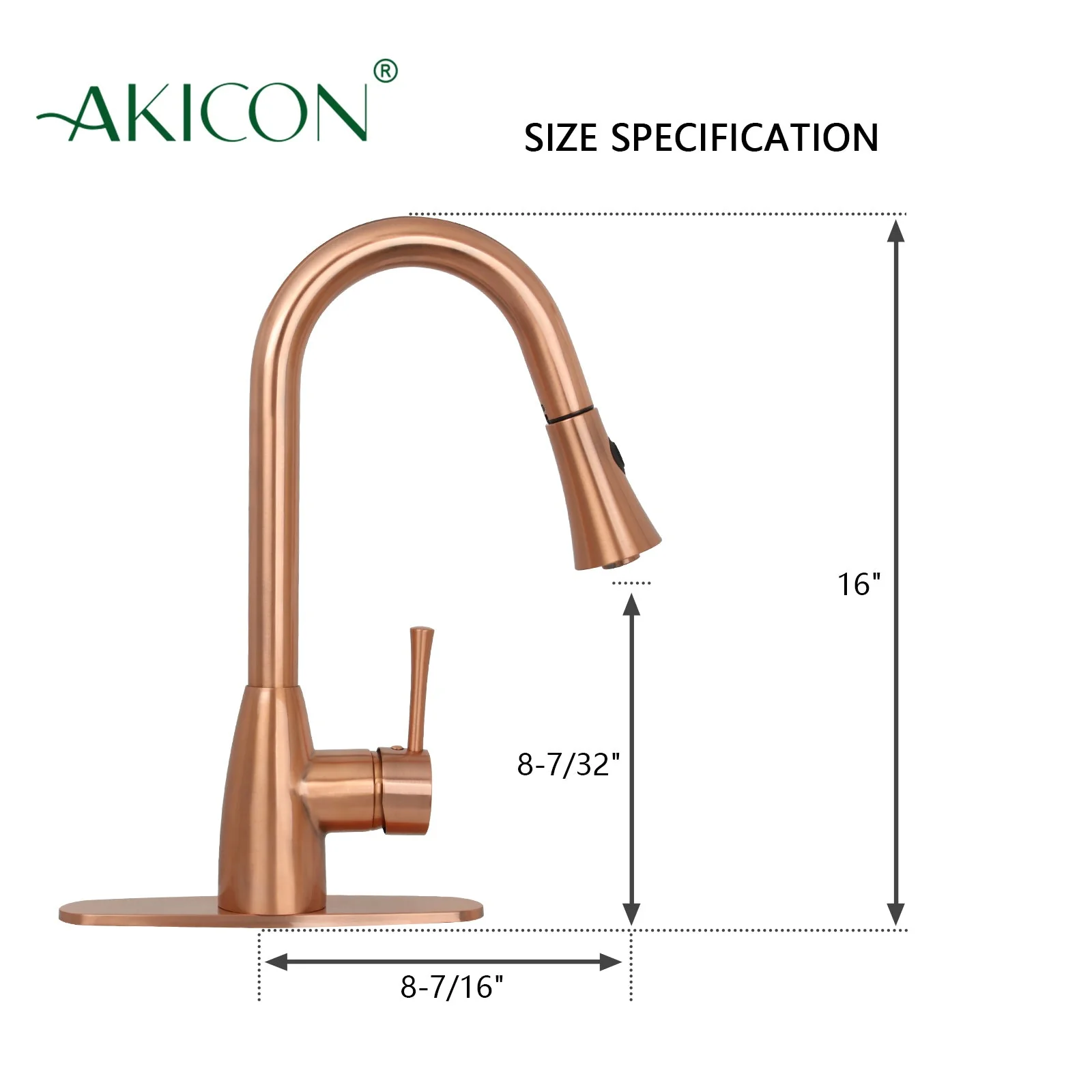 Copper Kitchen Faucet with Soap Dispenser, Single Handle Solid Brass High Arc Pull Down Sprayer Head Kitchen Sink Faucets with Deck Plate - Image 6