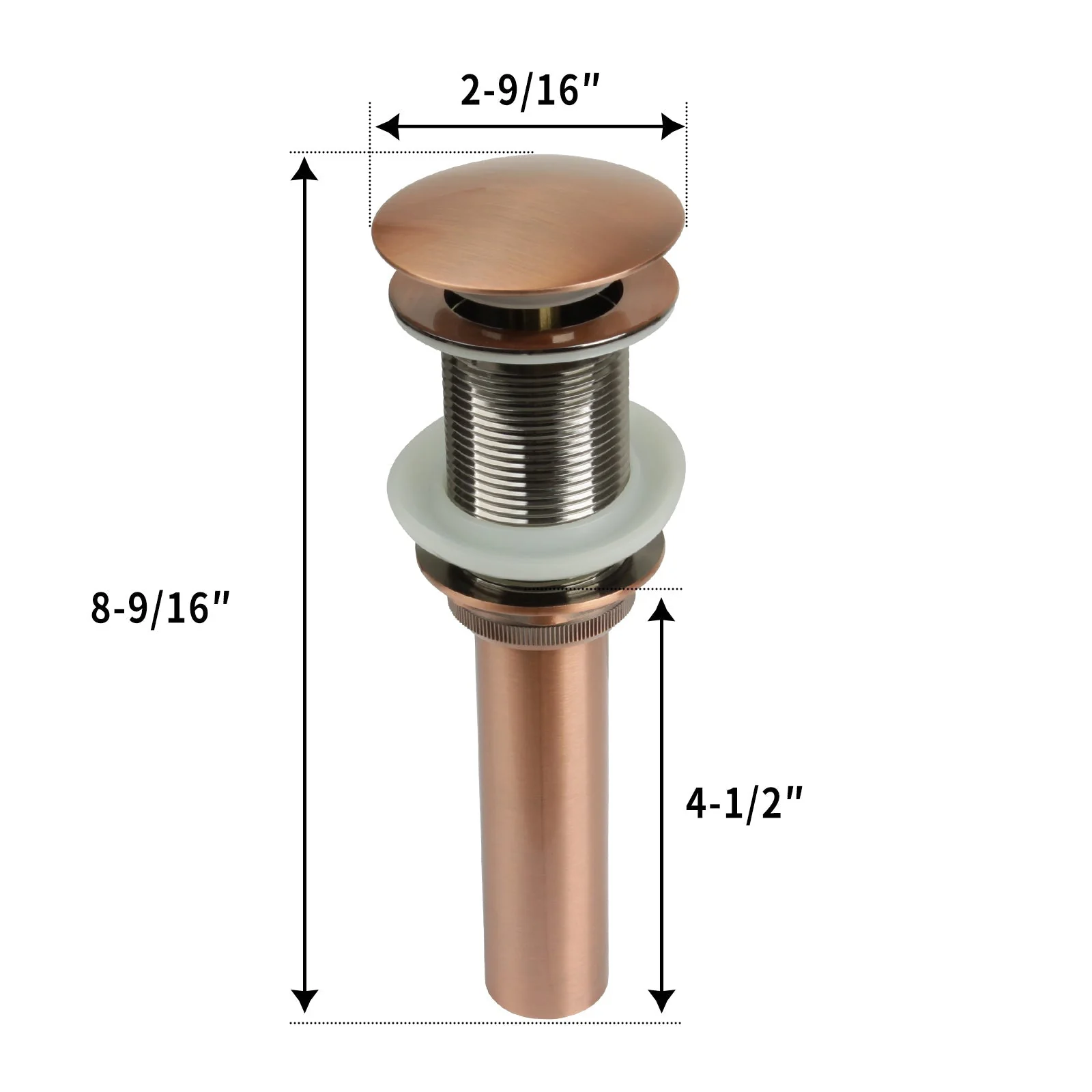 Copper Push Button Bathroom Sink Drain Stopper Without Overflow - AK82001C - Image 4
