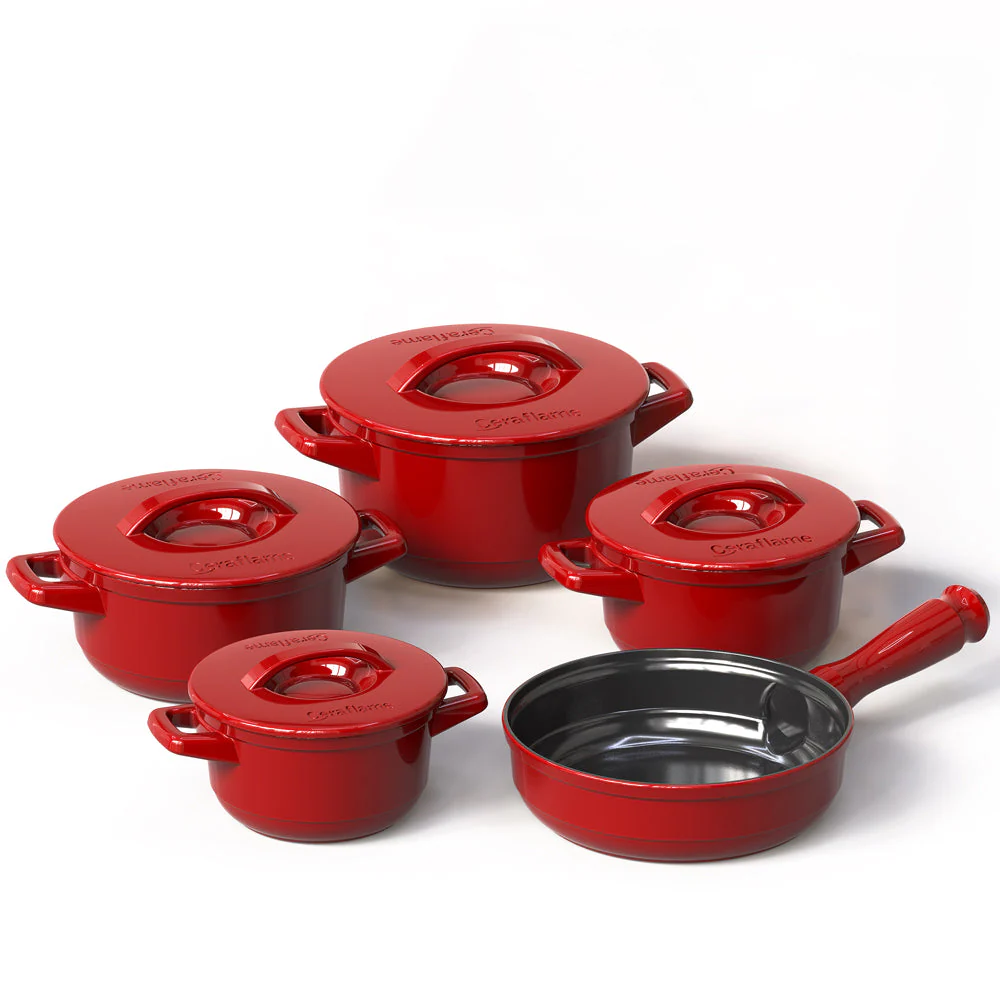 Duo 9 Piece Ceramic Cookware Set - Ceramic Lid - Image 6