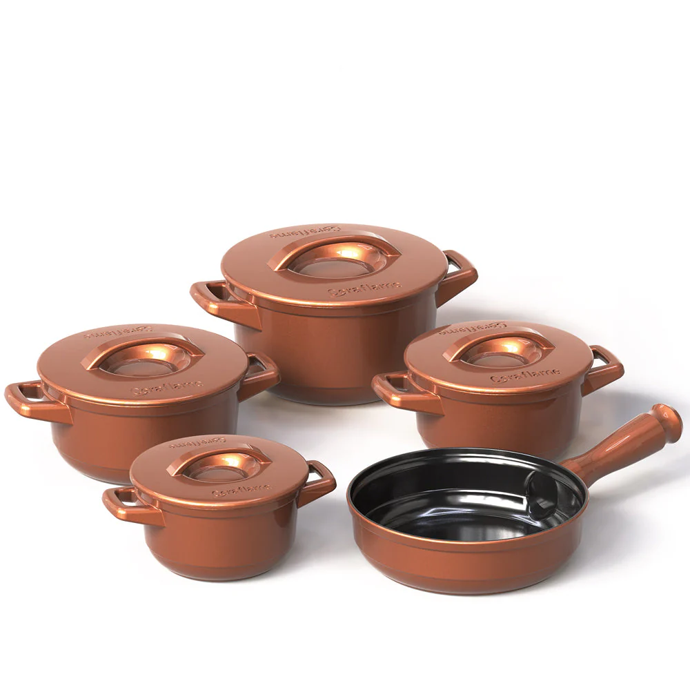 Duo 9 Piece Ceramic Cookware Set - Ceramic Lid - Image 9