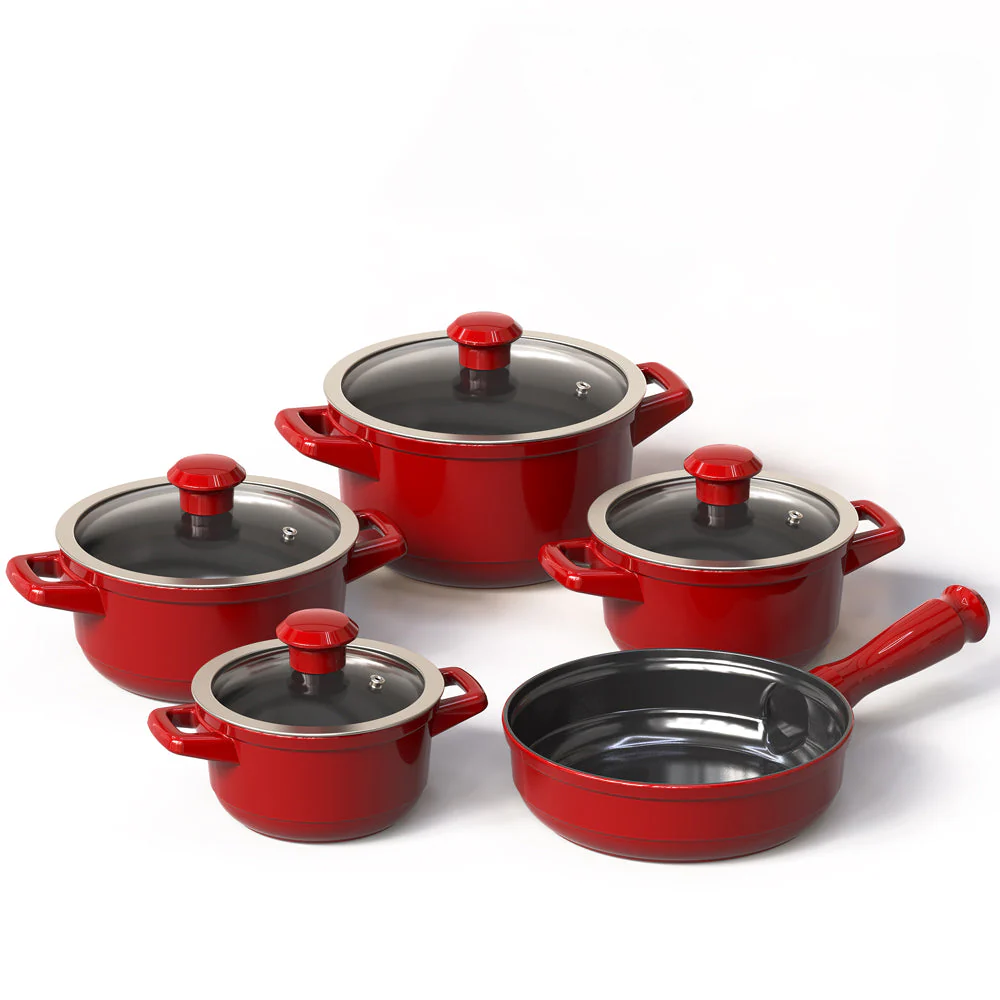 Duo 9 Piece Ceramic Cookware Set - Glass Lid - Image 9