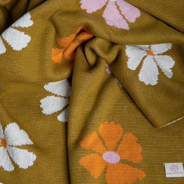 Flower Organic Cotton Knit Throw Blanket - Image 4