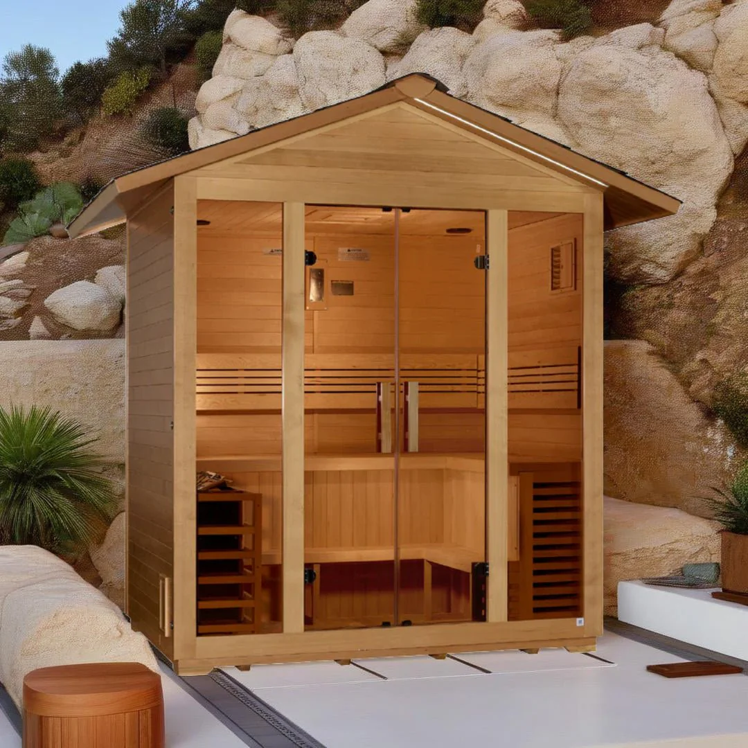 Golden Designs "Vorarlberg" 5-Person Traditional Outdoor Sauna - Canadian Hemlock - Image 2