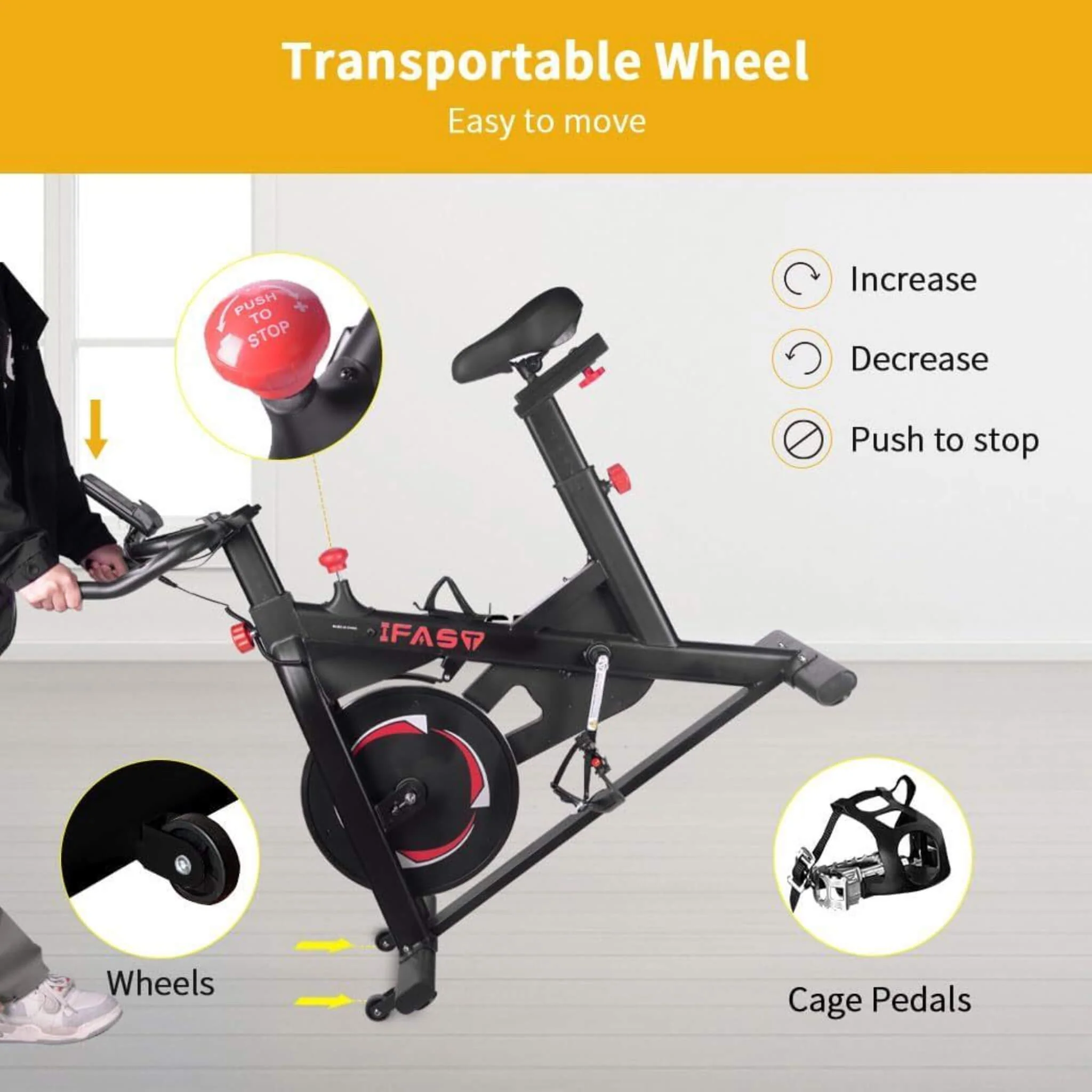 IFast Heavy-Duty Indoor Smart Stationary Fitness Cardio Training Spin Bike For Home Gyms (SAK65195) - Image 5