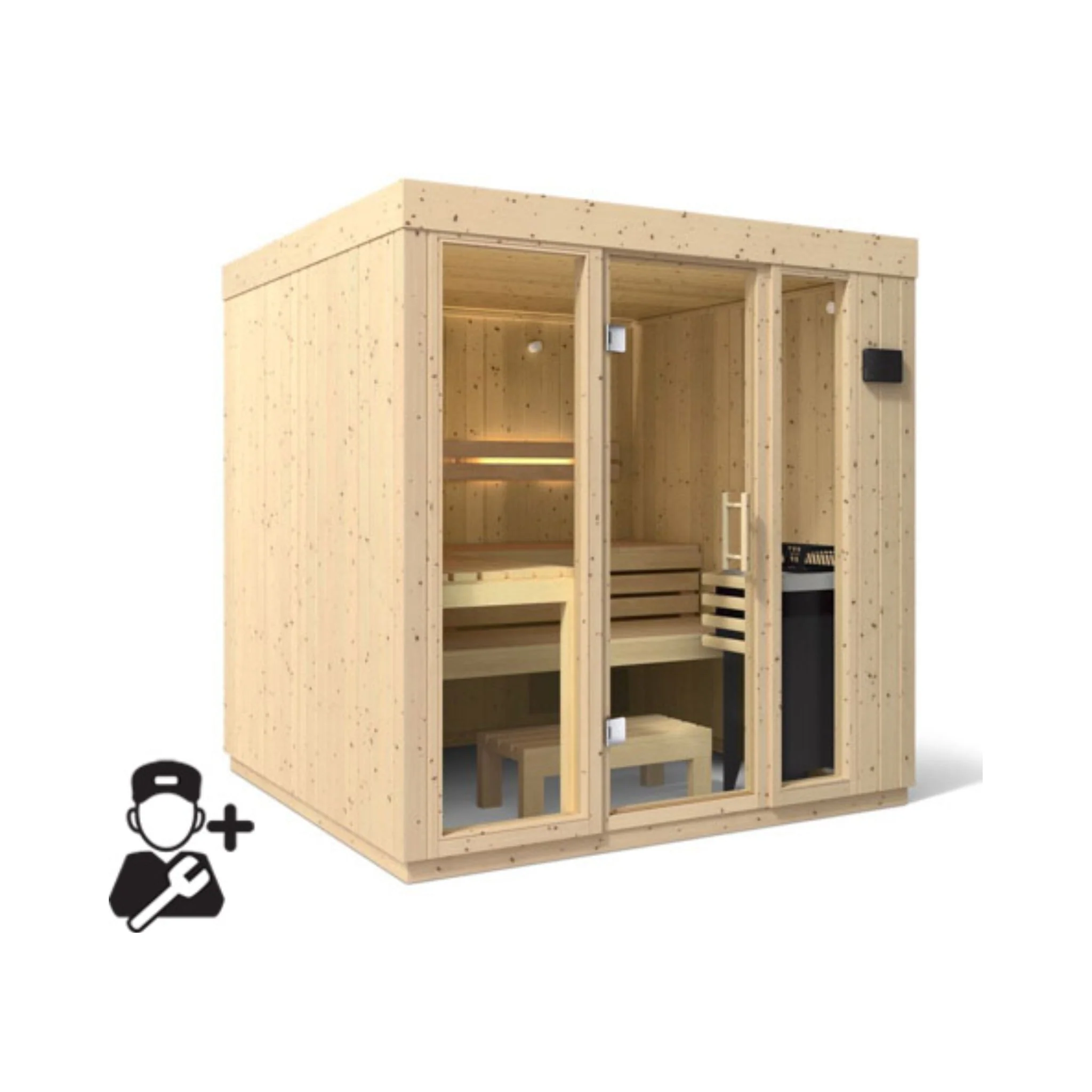Kohler C1 Luxury Indoor Scandinavian Spruce Home Sauna Kit - Image 11