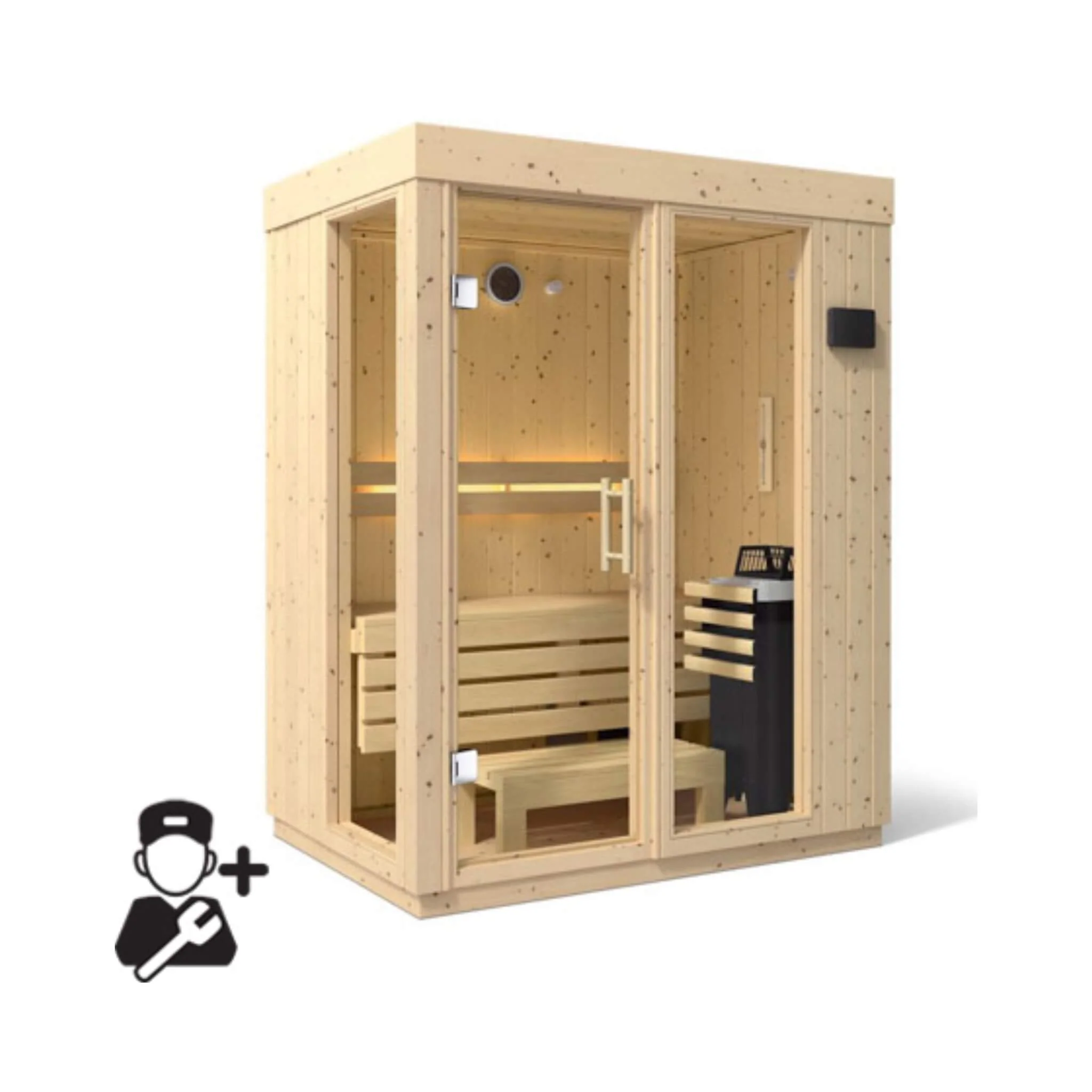 Kohler C1 Luxury Indoor Scandinavian Spruce Home Sauna Kit - Image 14