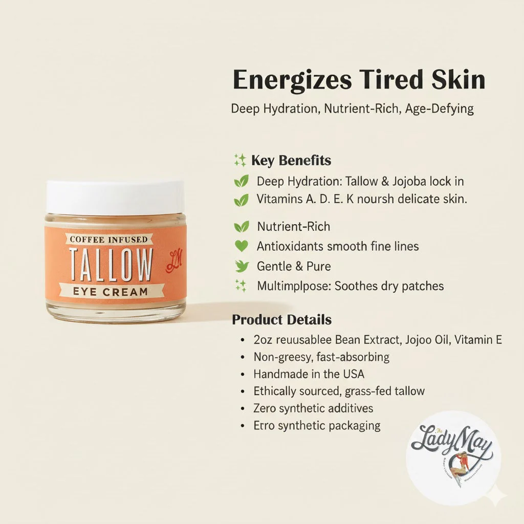 Lady May Coffee-Infused Tallow Eye Cream – Brighten, Firm & Revitalize Naturally - Image 5