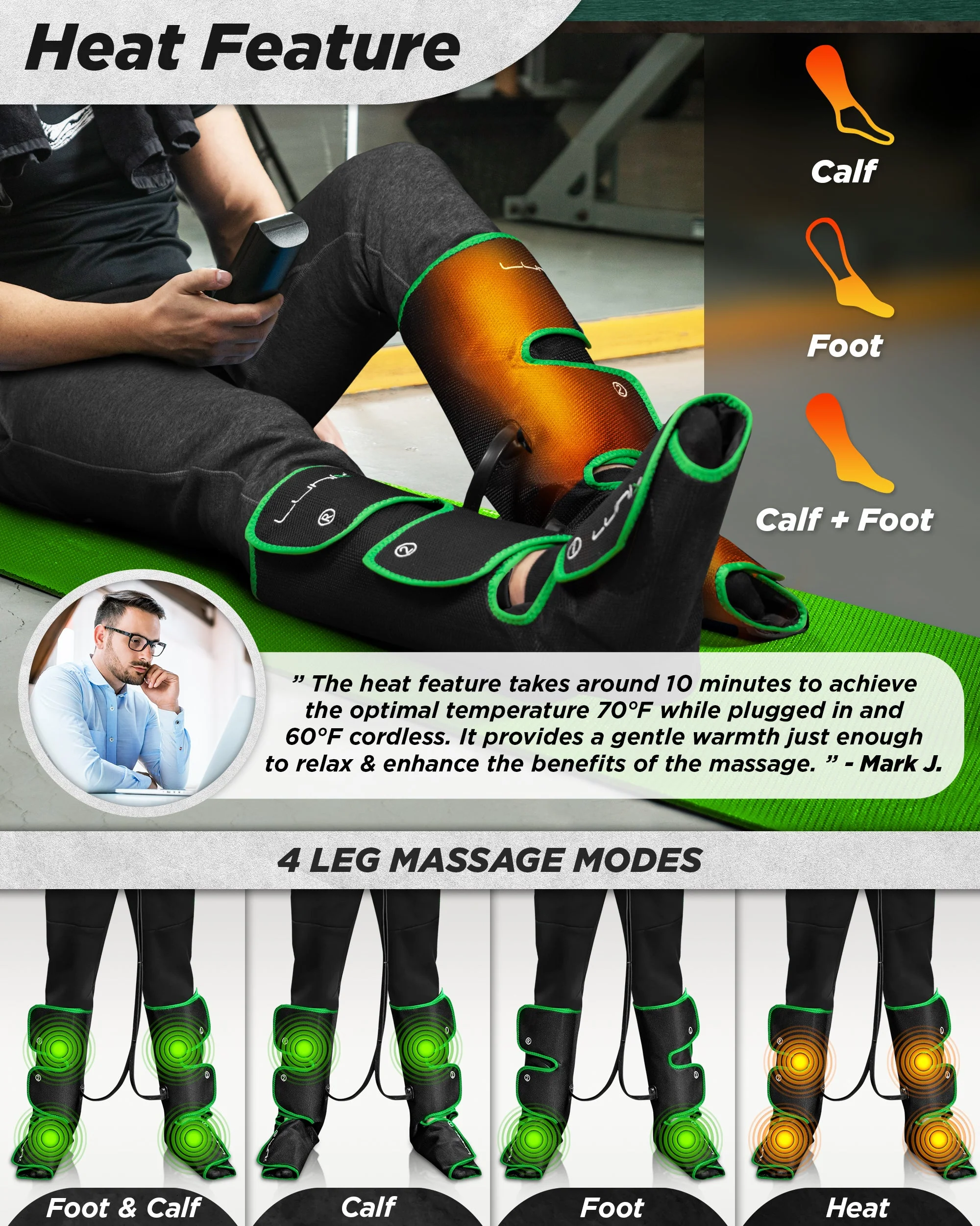 LX1 FOOT AND CALF COMPRESSION MASSAGER GREEN - Image 6