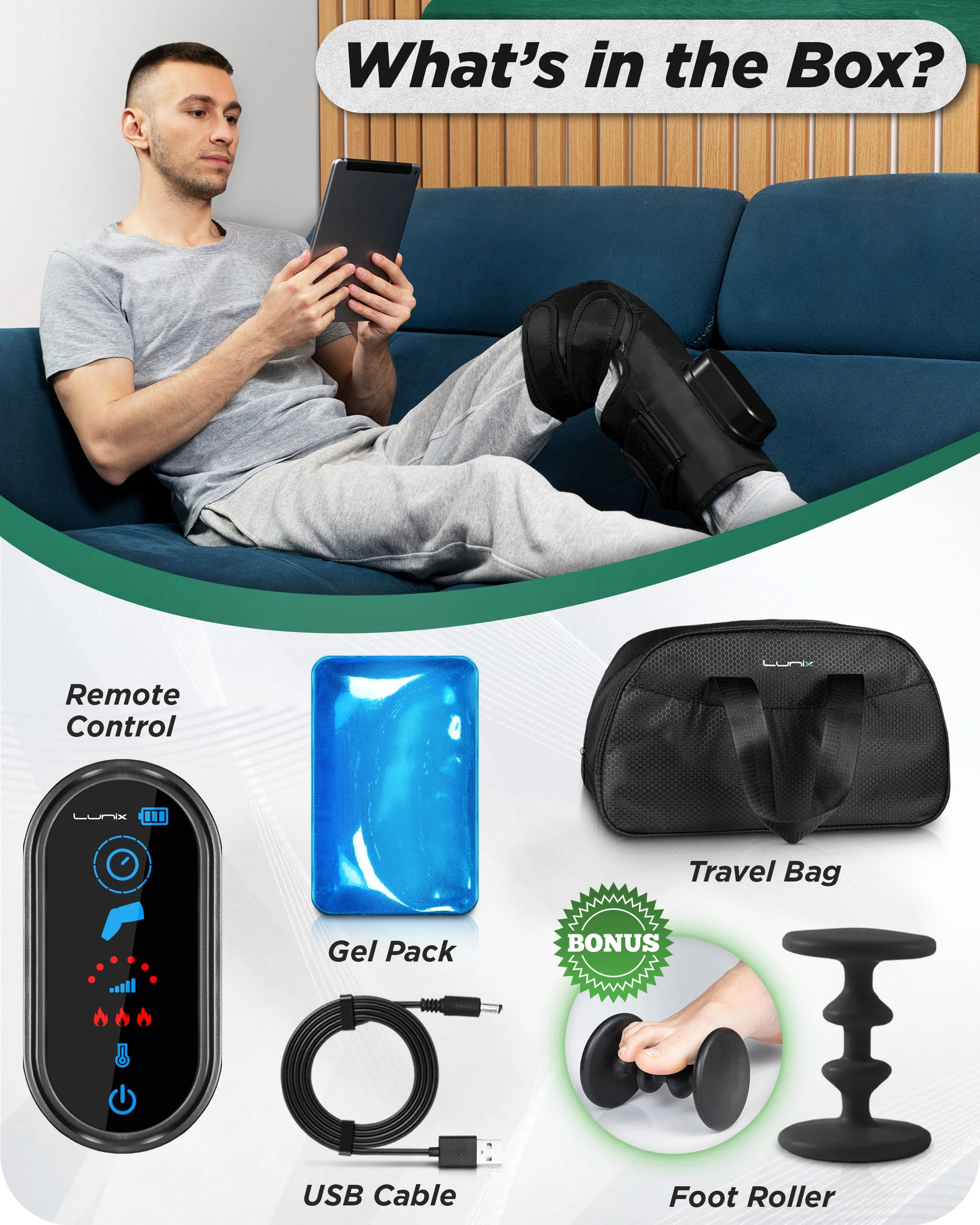LX4 KNEE COMPRESSION MASSAGER BLACK - Image 7