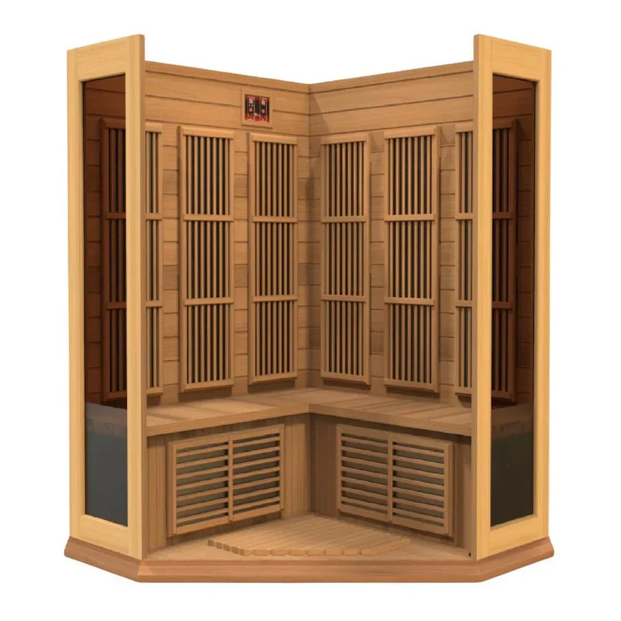 Maxxus 3-Person Corner Low EMF FAR Infrared Sauna – Canadian Hemlock - Image 3