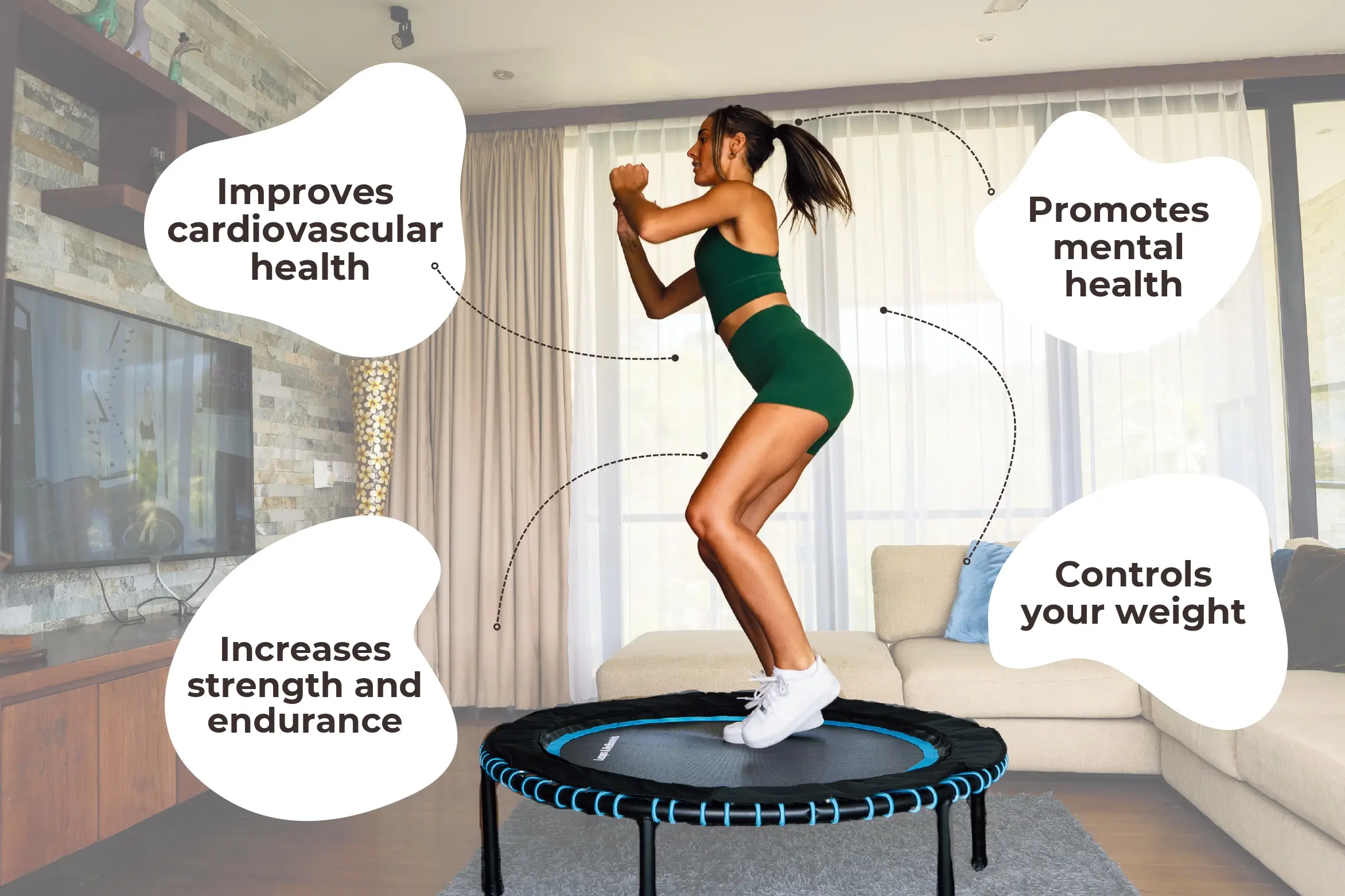 Mini Trampoline Rebounder for Adults - Fitness Trampoline - Image 7