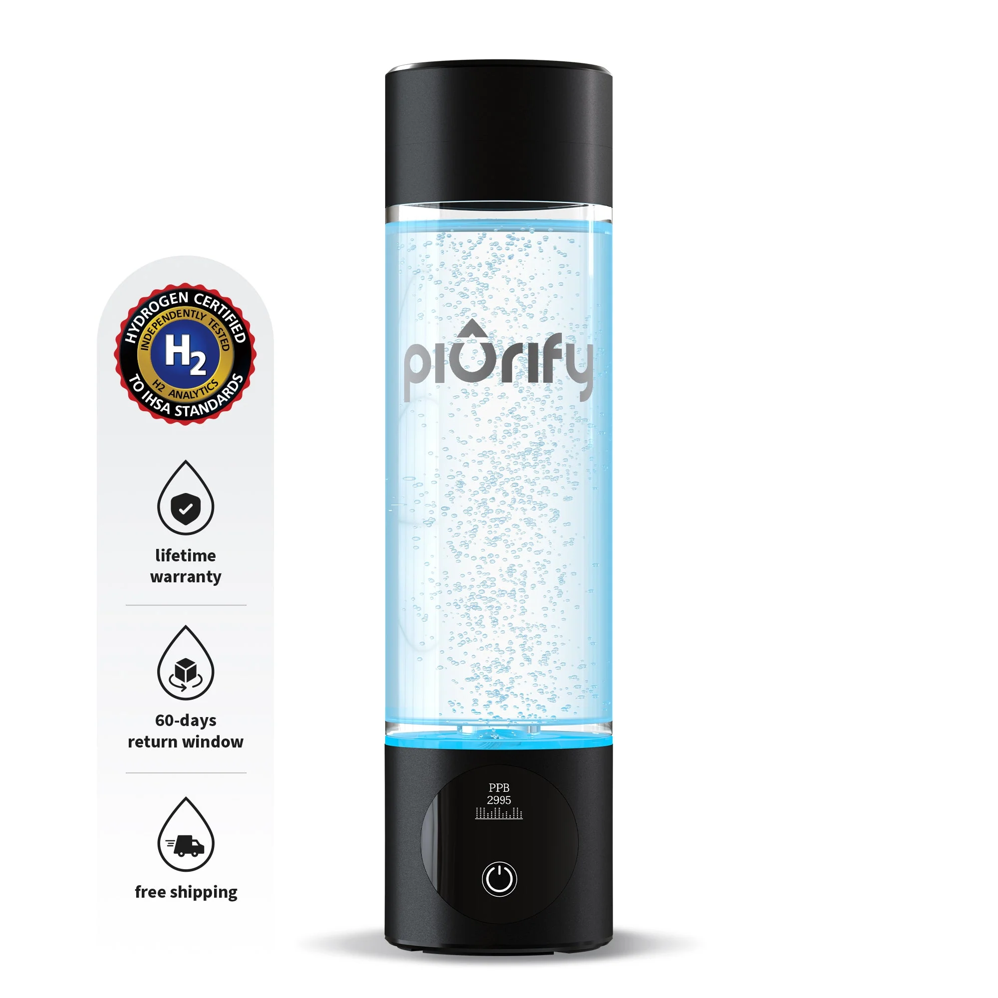 PIURIFY Hydrogenator® Hydrogen Water Bottle - Black - Image 12
