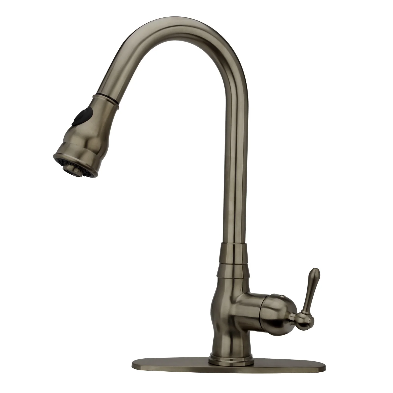 Pull Out Kitchen Faucet with Deck Plate, Single Level Solid Brass Kitchen Sink Faucets with Pull Down Sprayer-AK96418-D-C - Image 10