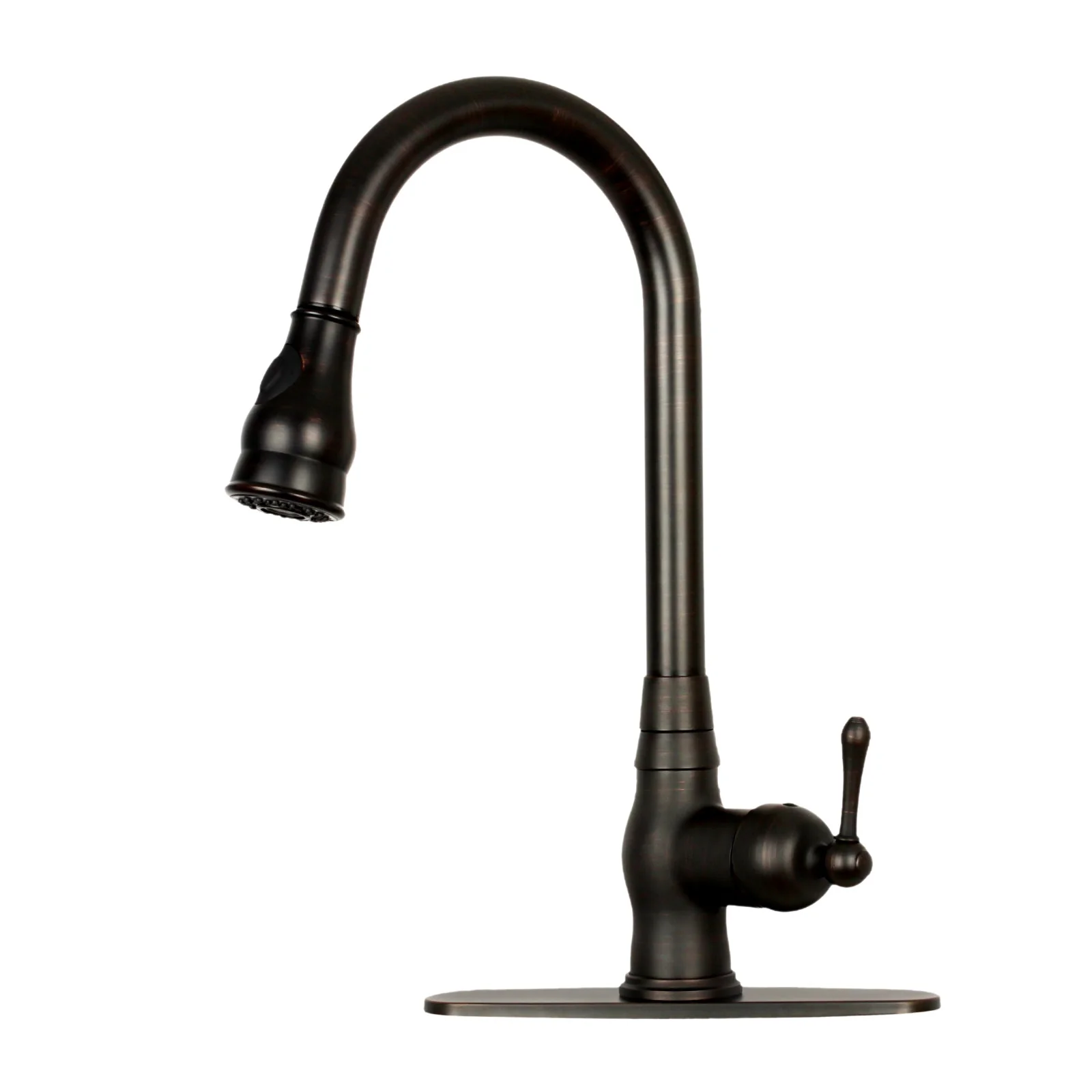 Pull Out Kitchen Faucet with Deck Plate, Single Level Solid Brass Kitchen Sink Faucets with Pull Down Sprayer-AK96418-D-C - Image 11