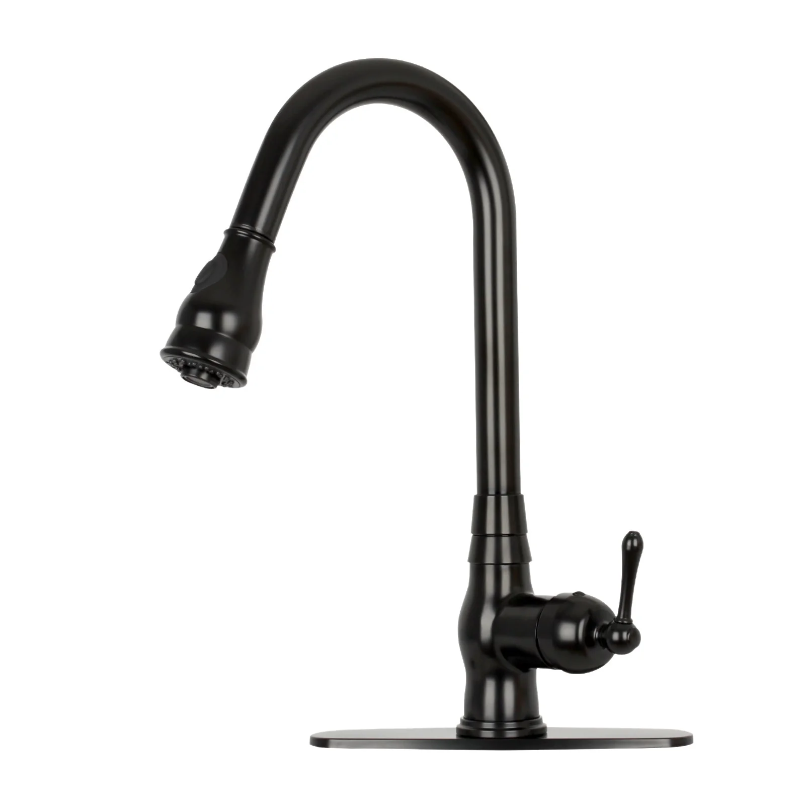Pull Out Kitchen Faucet with Deck Plate, Single Level Solid Brass Kitchen Sink Faucets with Pull Down Sprayer-AK96418-D-C - Image 12