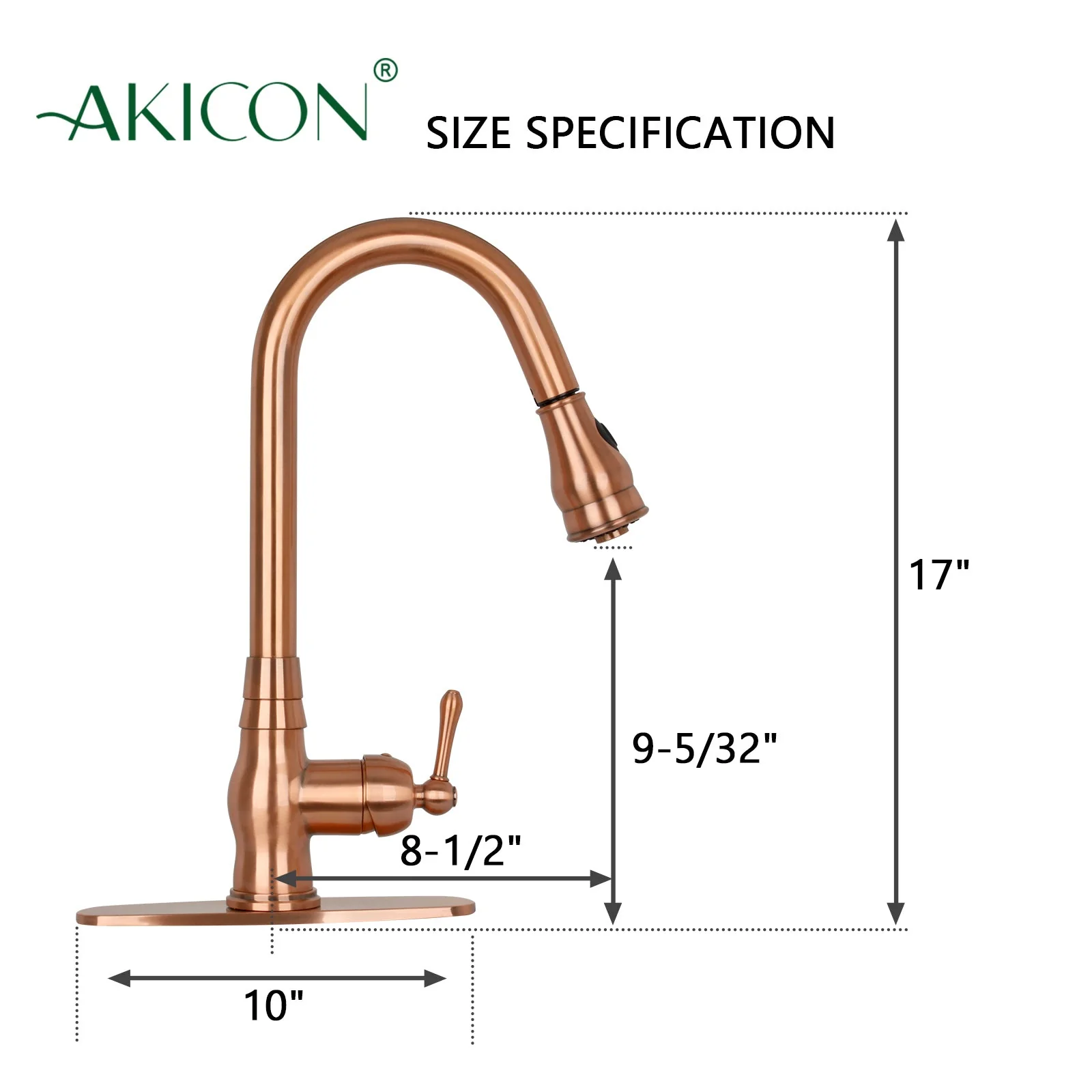Pull Out Kitchen Faucet with Deck Plate, Single Level Solid Brass Kitchen Sink Faucets with Pull Down Sprayer-AK96418-D-C - Image 6