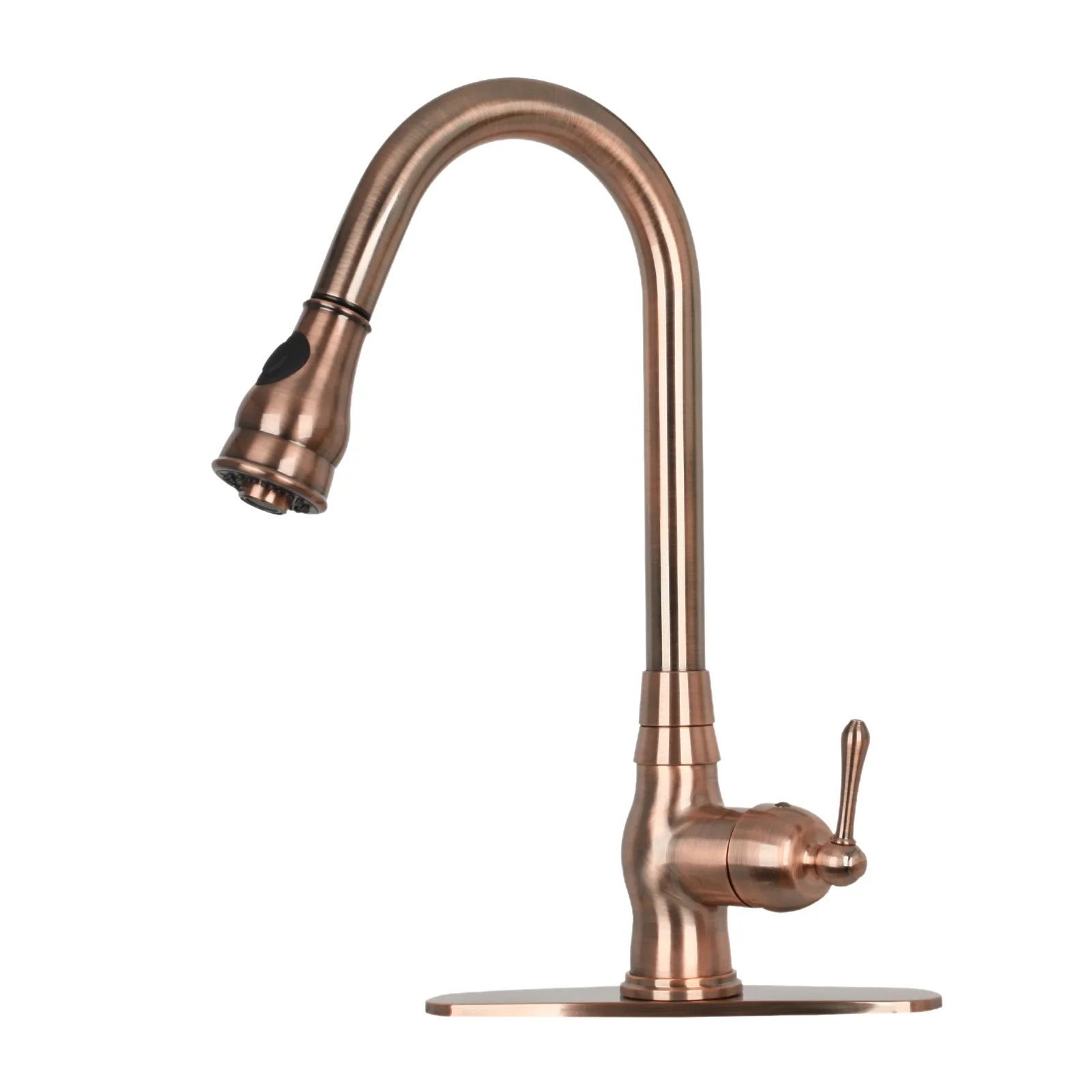 Pull Out Kitchen Faucet with Deck Plate, Single Level Solid Brass Kitchen Sink Faucets with Pull Down Sprayer-AK96418-D-C - Image 7