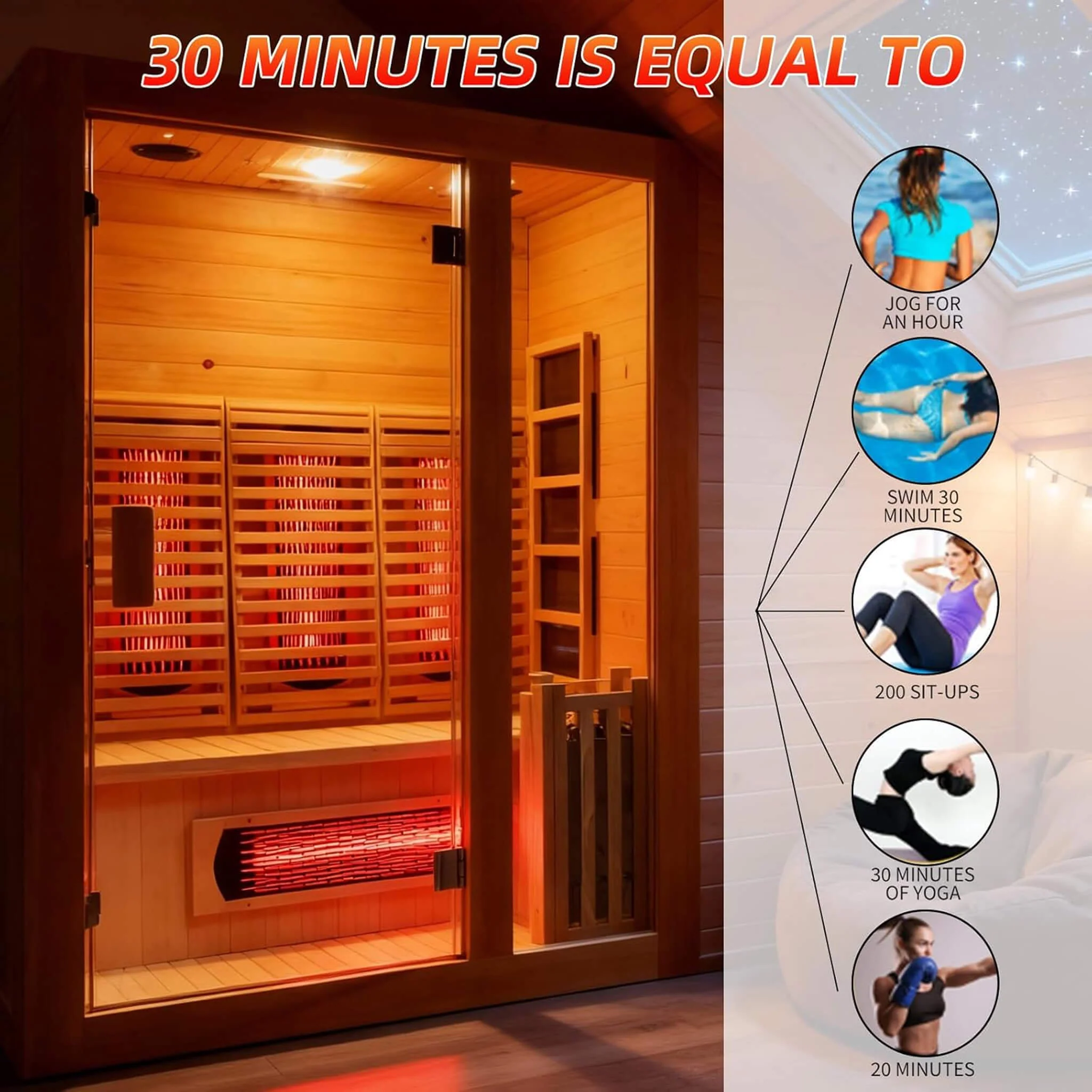 Rövia Luma 2-Person Indoor Hybrid Sauna Room With Infrared And 3.5KW Steam Heaters (SAK83750) - Image 8