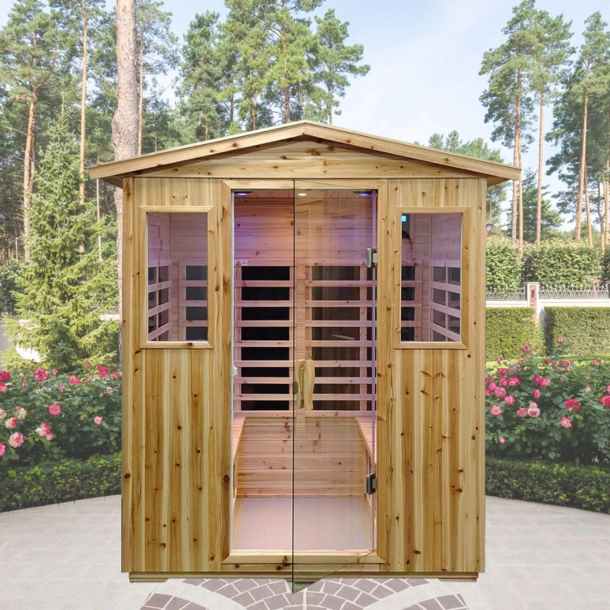 Thermora Deluxe 4-Person Outdoor Infrared Hemlock Sauna With Bluetooth Speakers & LED Lighting (SAK96371) - Image 6