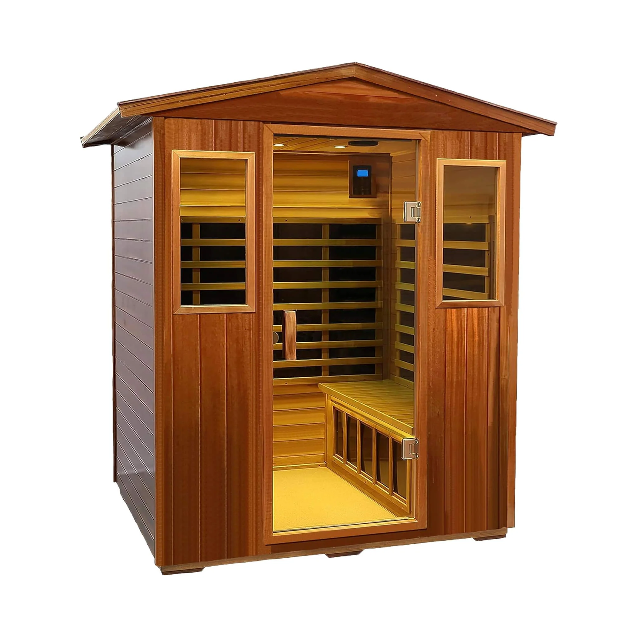 Thermora Deluxe 4-Person Outdoor Mahogany Full Spectrum Ultra-Low EMF FAR Infrared Sauna With Chromotherapy And Bluetooth Speakers (SAK98263) - Image 4