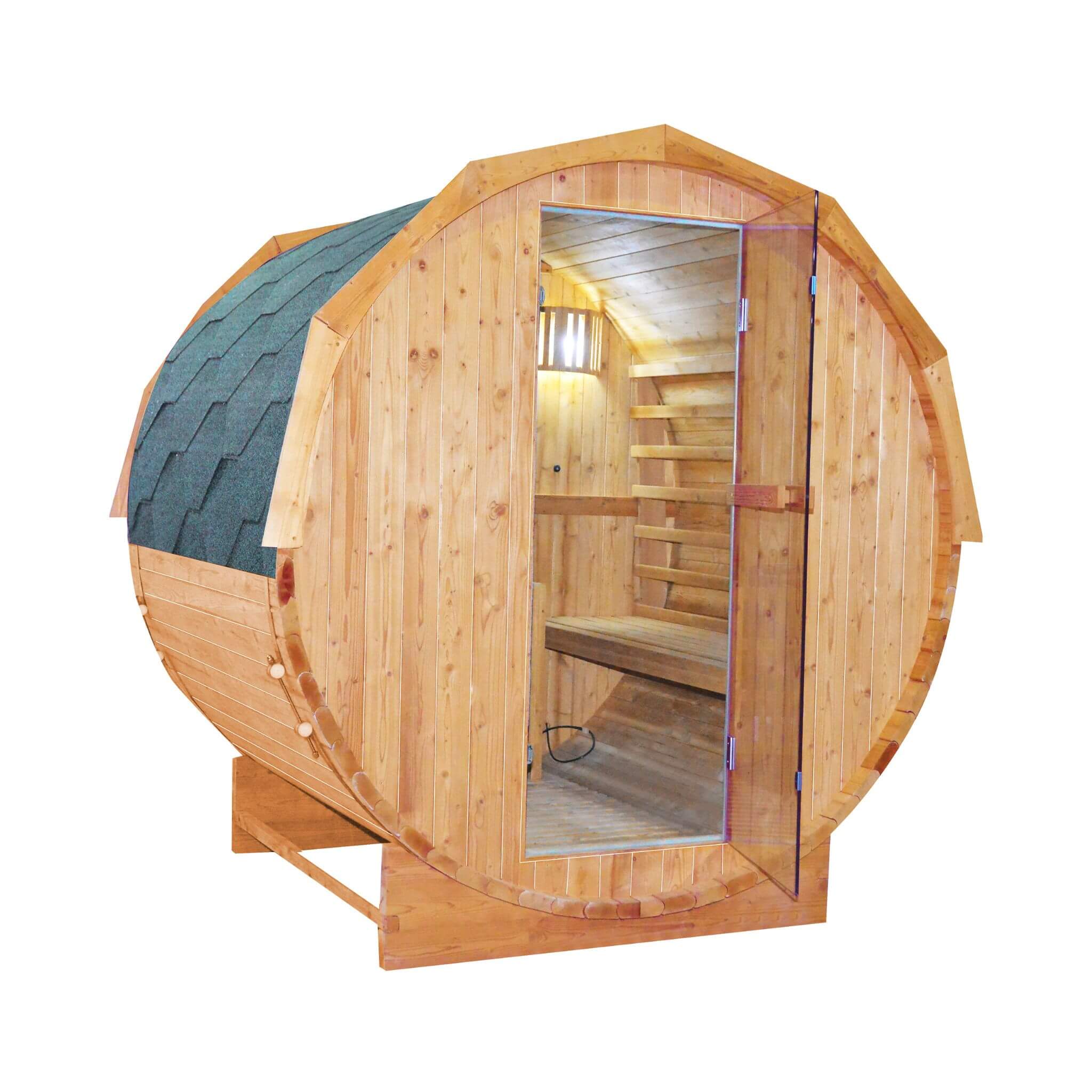 Thermora Large Premium American White Oak Outdoor Wooden Barrel Sauna With 4.5KW Sauna Heater (SAK45968) - Image 2