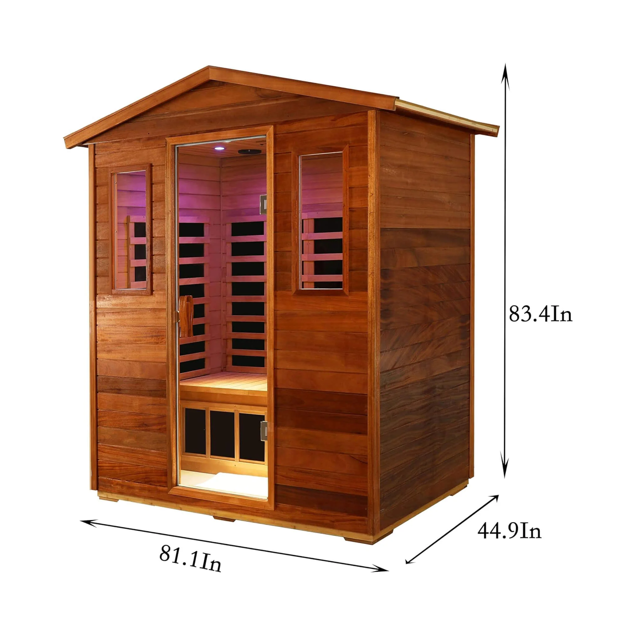 Thermora Luxury 3-Person Outdoor Mahogany Full Spectrum Ultra-Low EMF FAR Infrared Sauna With Chromotherapy And Bluetooth Speakers (SAK83460) - Image 6