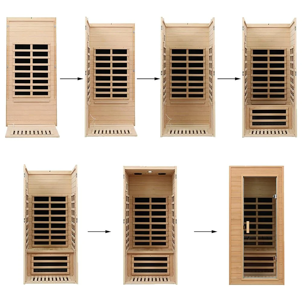 Thermora Premium 1-Person Indoor Low EMF FAR Infrared Heat Hemlock Wood Personal Home Spa Sauna, 1200W (SAK27463) - Image 5