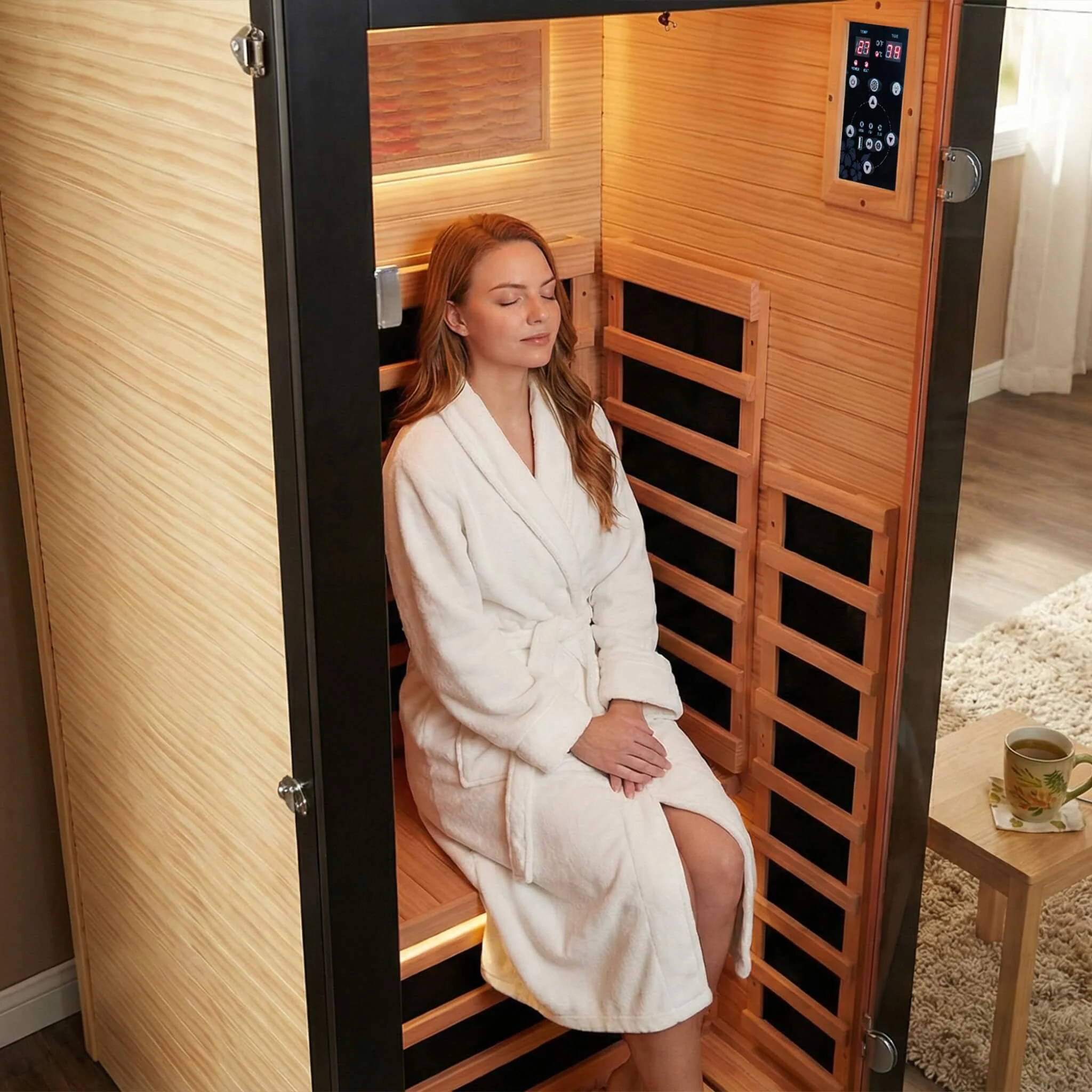 Thermora Solara Single-Person Chilean Pine Infrared Sauna Cabin (SAK57926) - Image 3