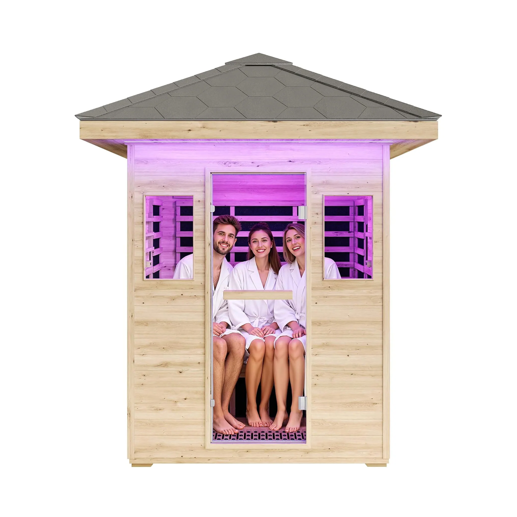 Thermora Zurich 3-Person Low EMF Spruce Wood Outdoor Infrared Sauna With Bluetooth Speakers And LED Lights (SAK59047) - Image 9