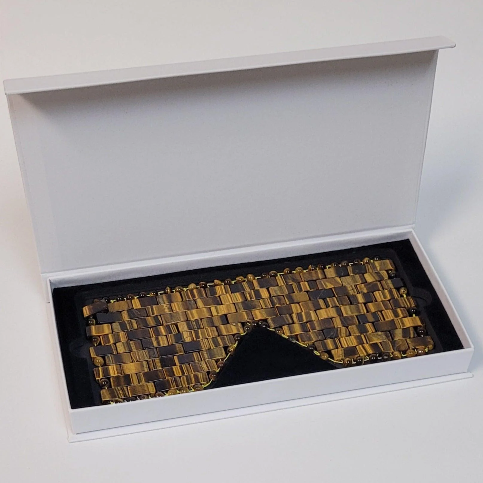 Tiger Eye Gemstone Eye Mask - Handmade - Image 2