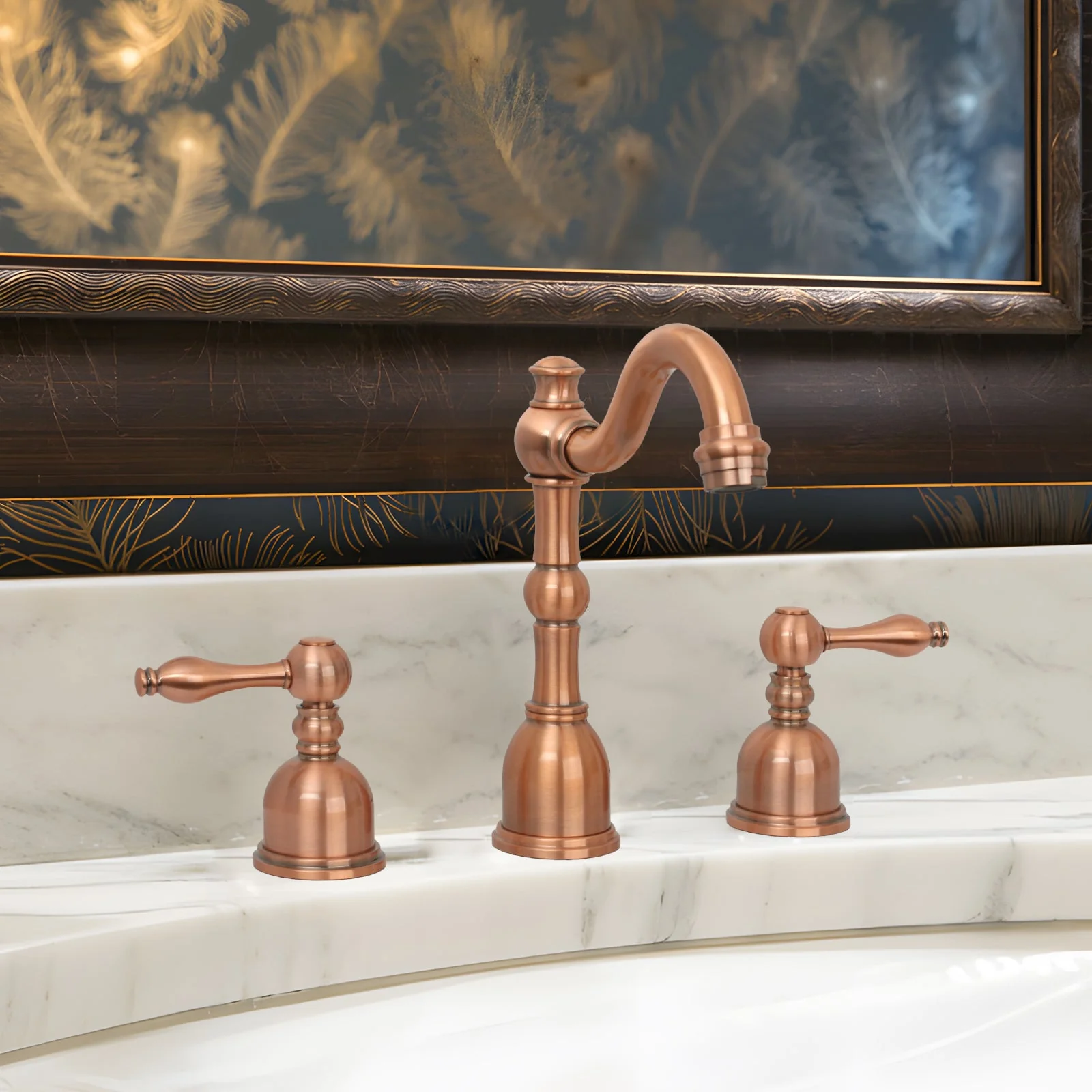 Two-Handle Copper Widespread Bathroom Sink Faucet - AK41518C - Image 2