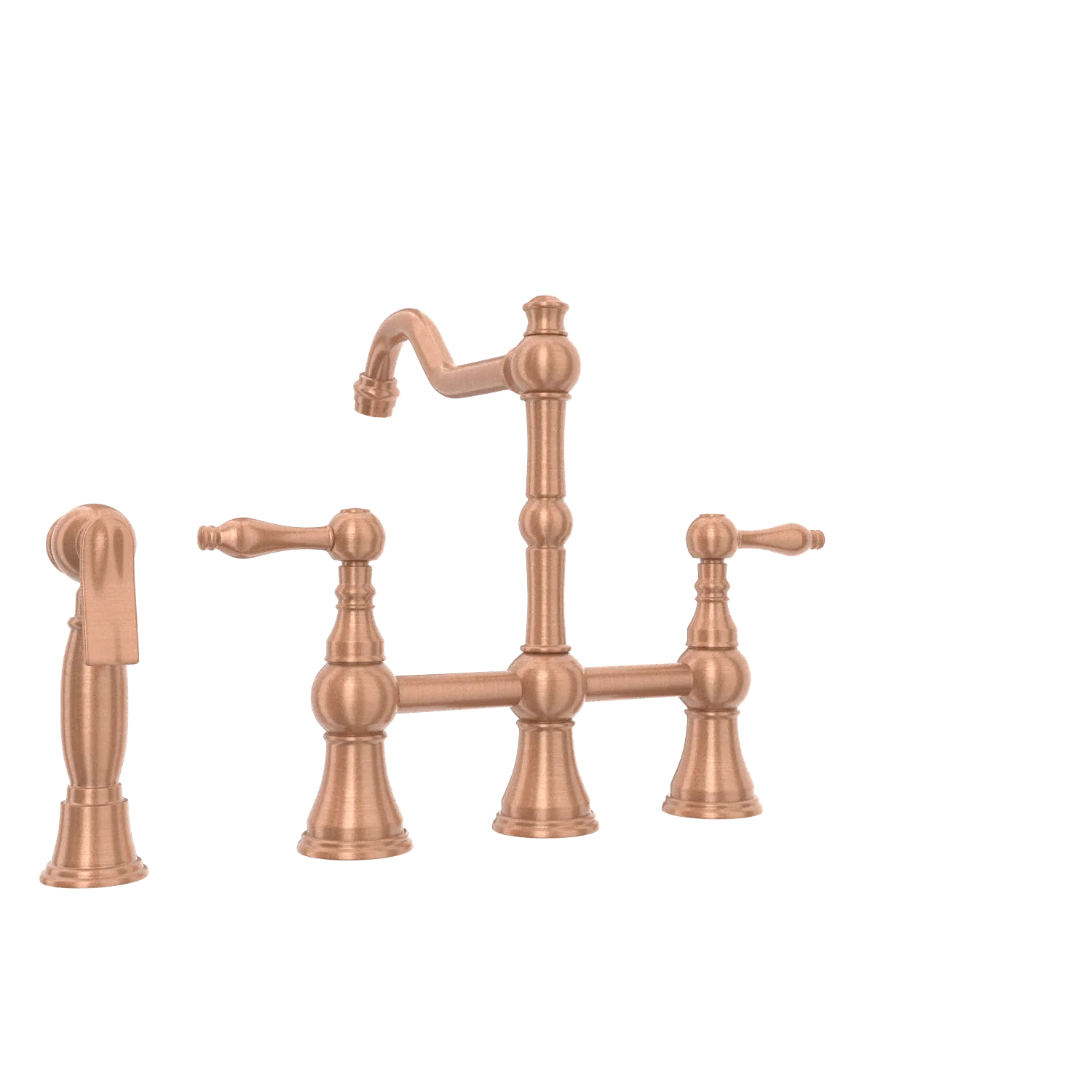 Two-Handles Copper Bridge Kitchen Faucet with Side Sprayer - AK96718C - Image 33
